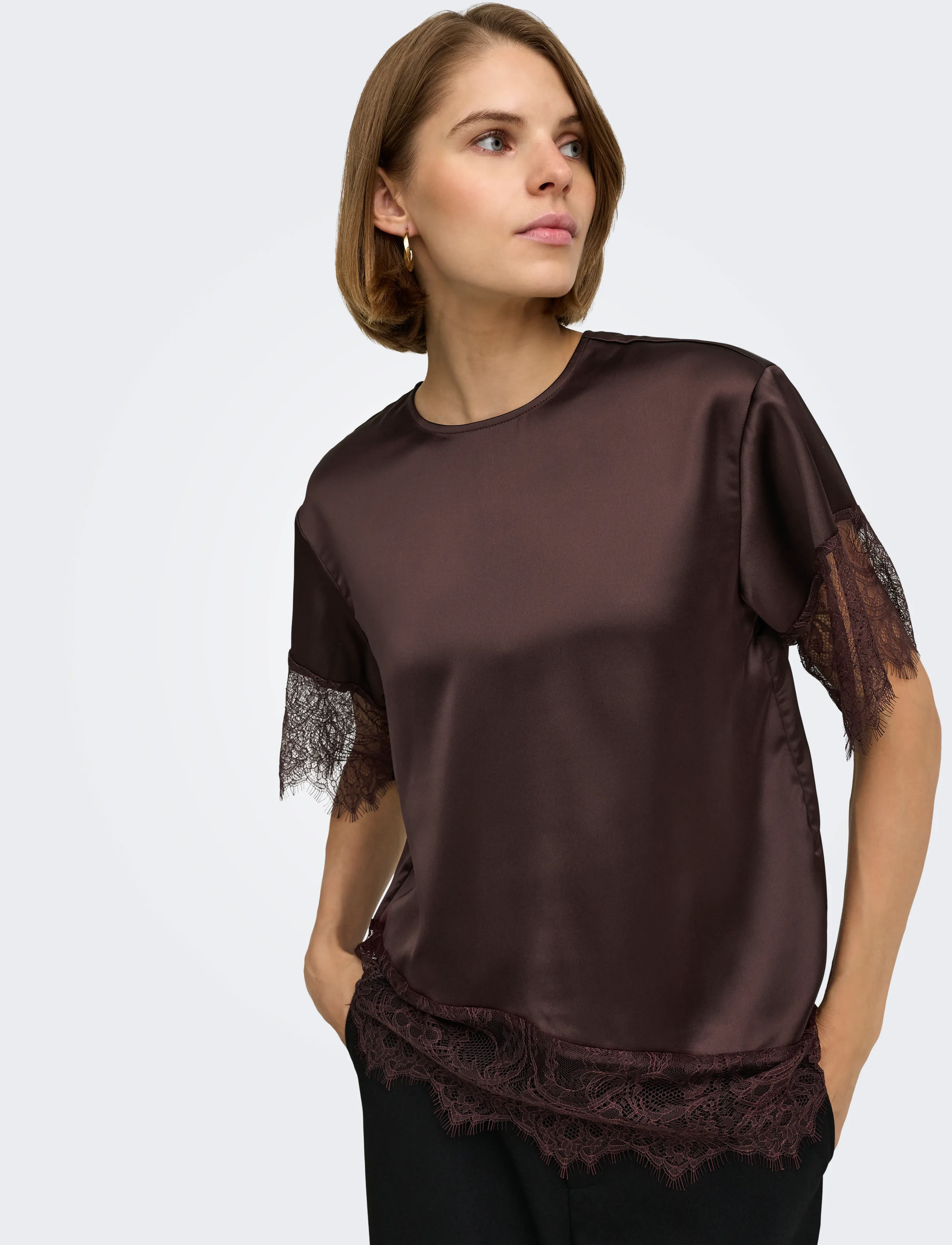ONLY Onlindona 2/4 Satin Lace Top Wvn blusar dam – bild 6