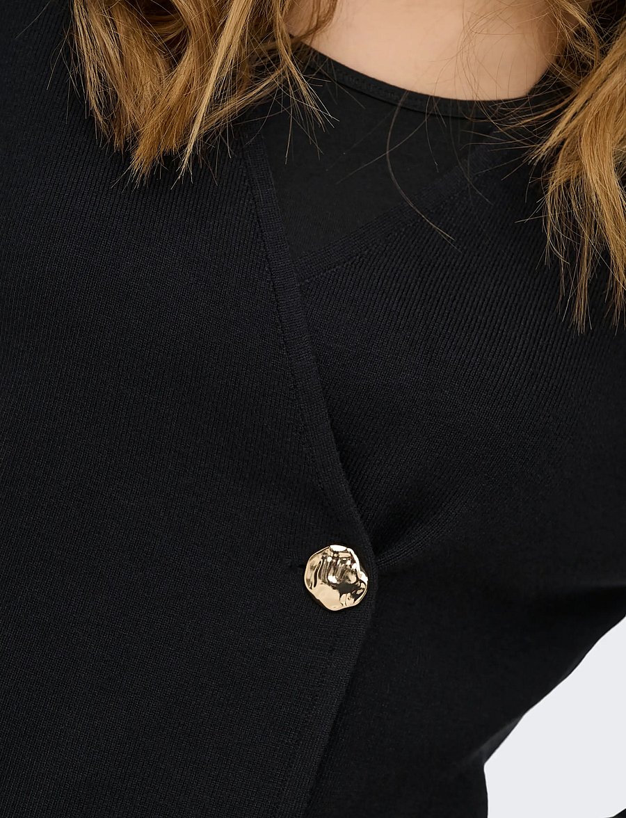ONLY - ONLJING LS VNECK ONE BUTTON CARDI EX KNT - koftor - black - 5
