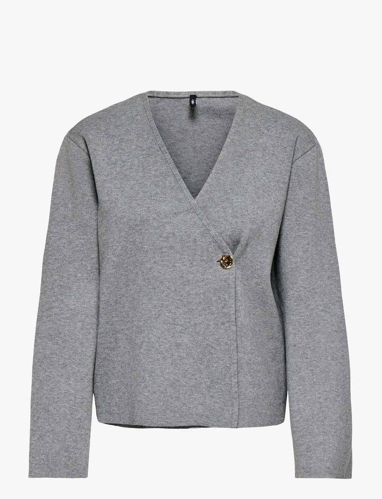 ONLY - ONLJING LS VNECK ONE BUTTON CARDI EX KNT - kardiganid - medium grey melange - 1