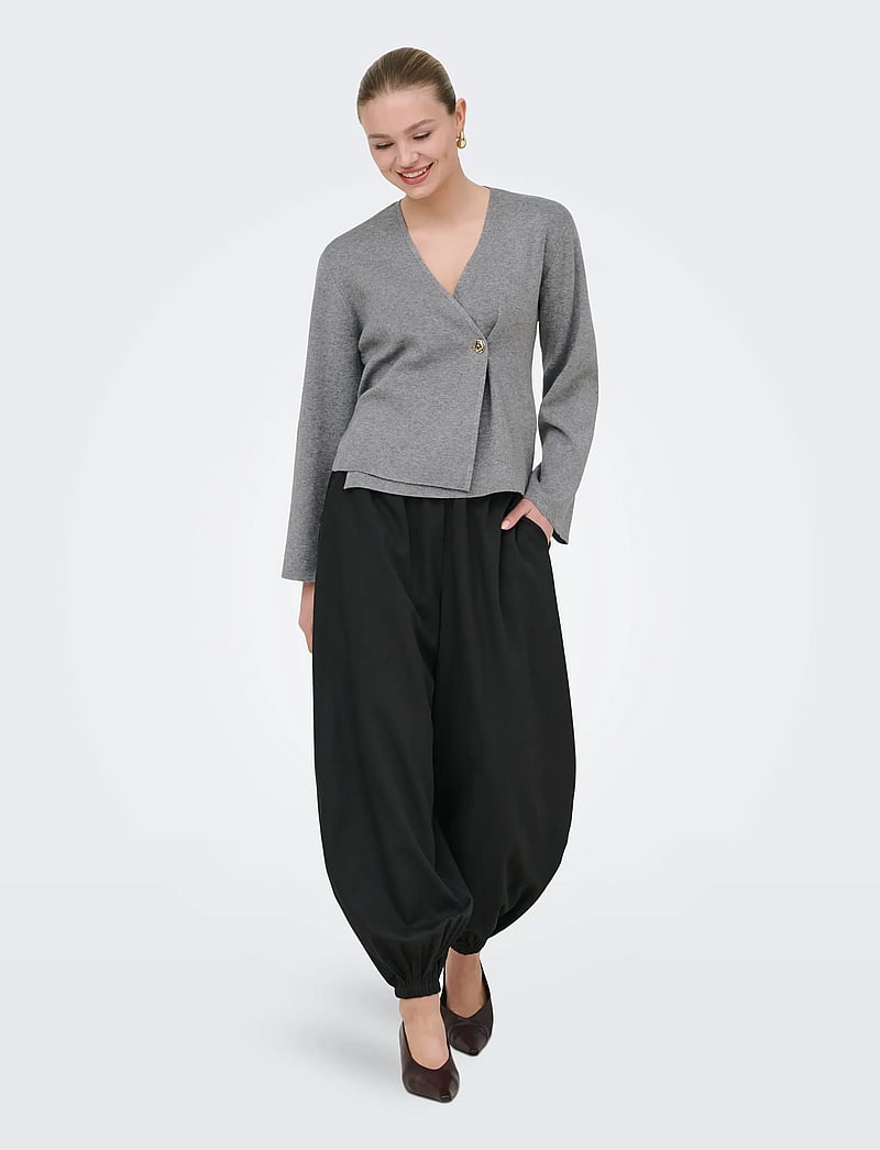 ONLY - ONLJING LS VNECK ONE BUTTON CARDI EX KNT - kardiganid - medium grey melange - 4