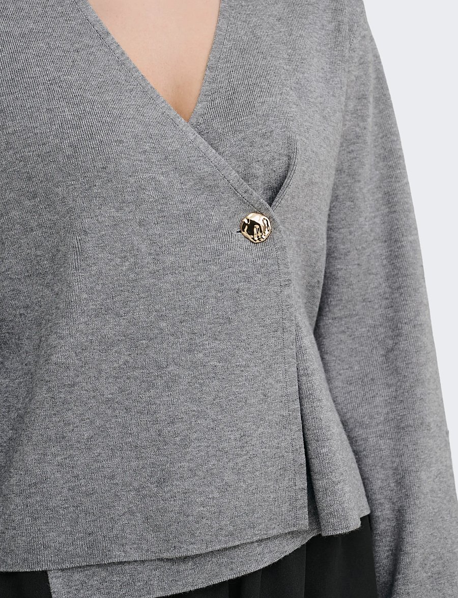 ONLY - ONLJING LS VNECK ONE BUTTON CARDI EX KNT - cardigans - medium grey melange - 5