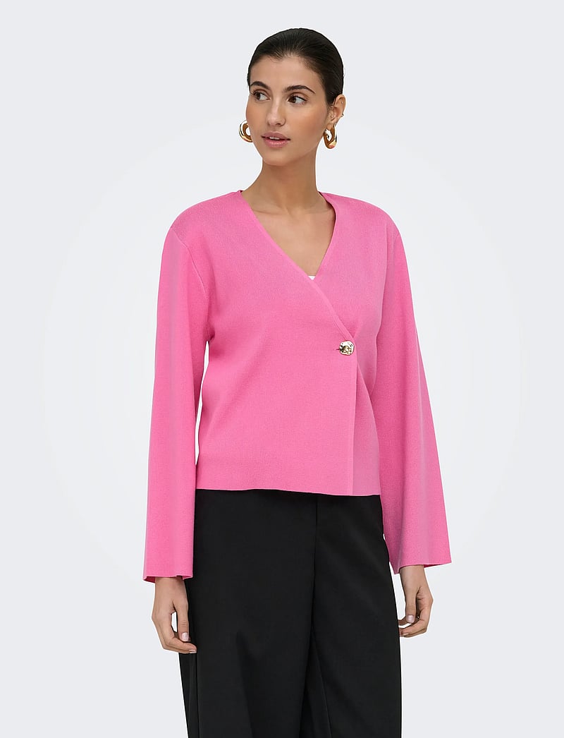 ONLY - ONLJING LS VNECK ONE BUTTON CARDI EX KNT - cardigans - wild orchid - 0