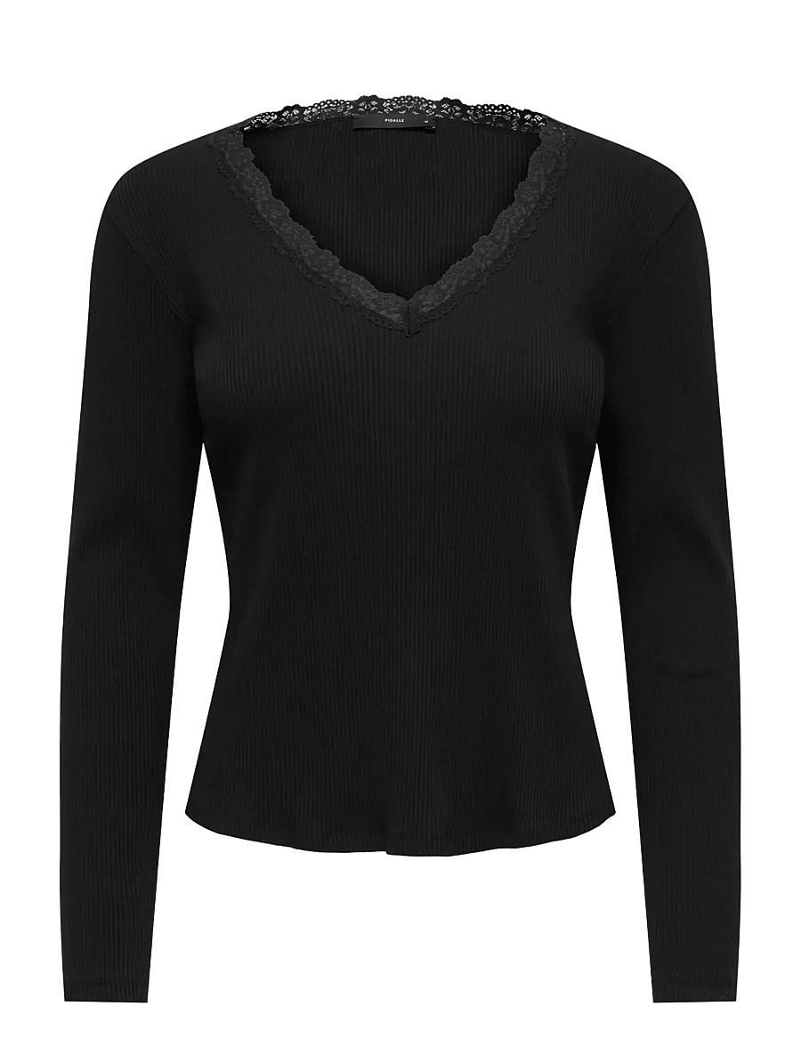 ONLY - ONLSARA SHARAI L/S V-NECK TOP JRS NOOS - langärmlige tops - black - 1