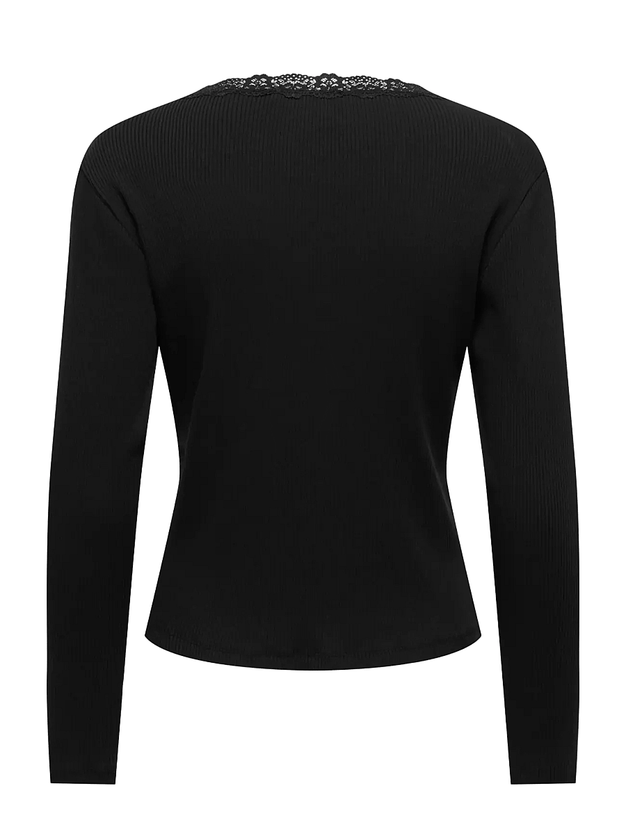 ONLY - ONLSARA SHARAI L/S V-NECK TOP JRS NOOS - langärmlige tops - black - 2