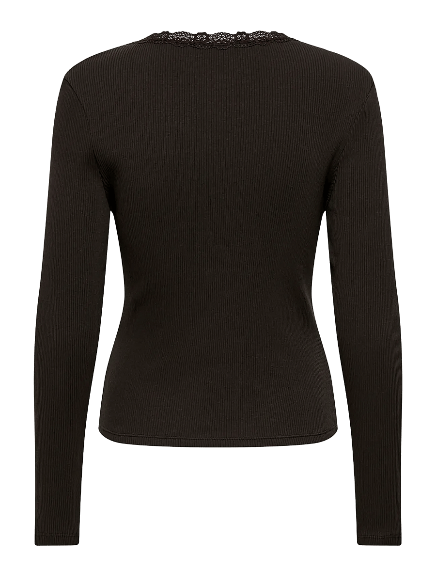 ONLY - ONLSARA SHARAI L/S V-NECK TOP JRS NOOS - langärmlige tops - chocolate torte - 2