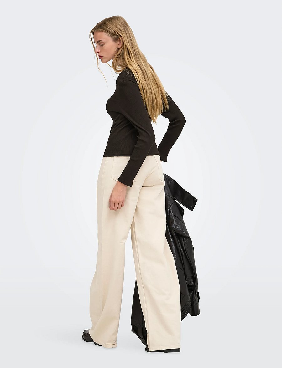 ONLY - ONLSARA SHARAI L/S V-NECK TOP JRS NOOS - langärmlige tops - chocolate torte - 3
