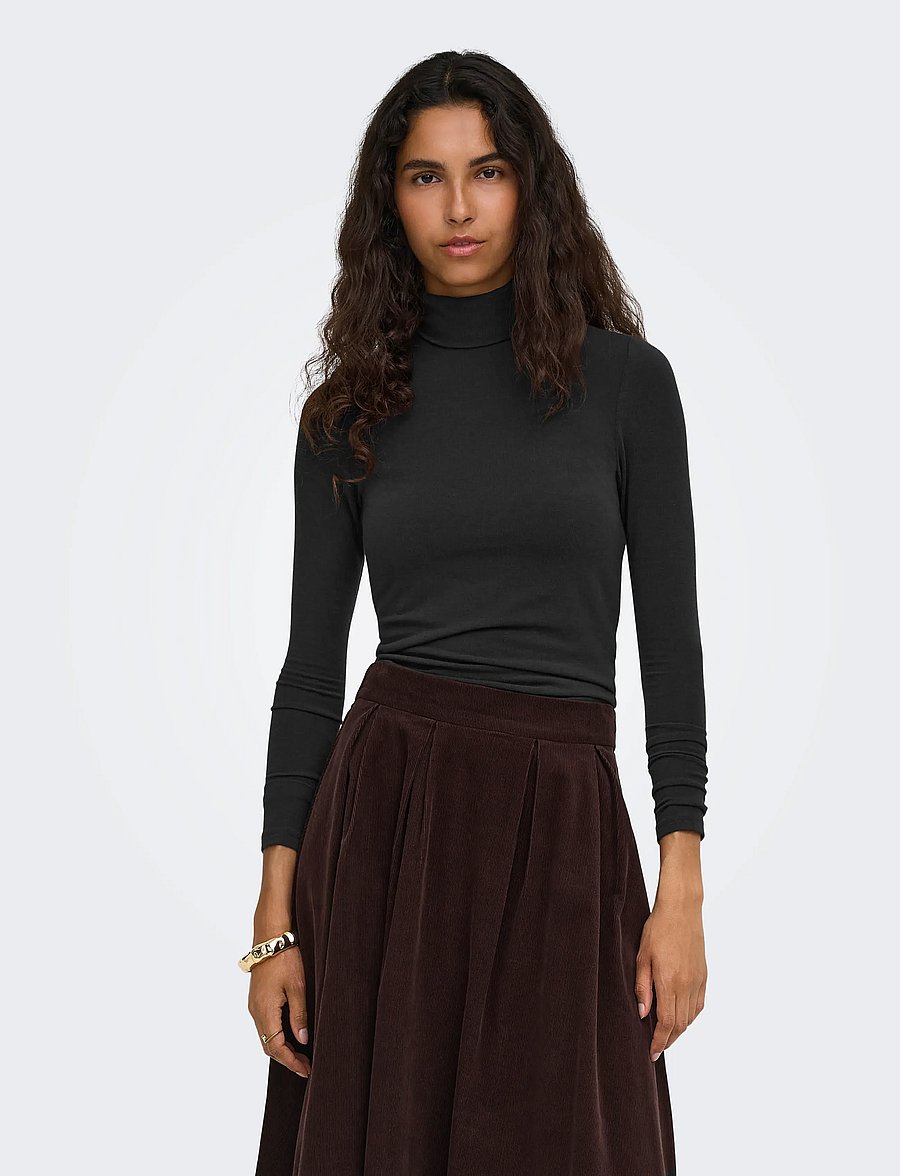 ONLY - ONLGLAMOUR L/S ROLL-NECK TOP JRS NOOS - black - 0