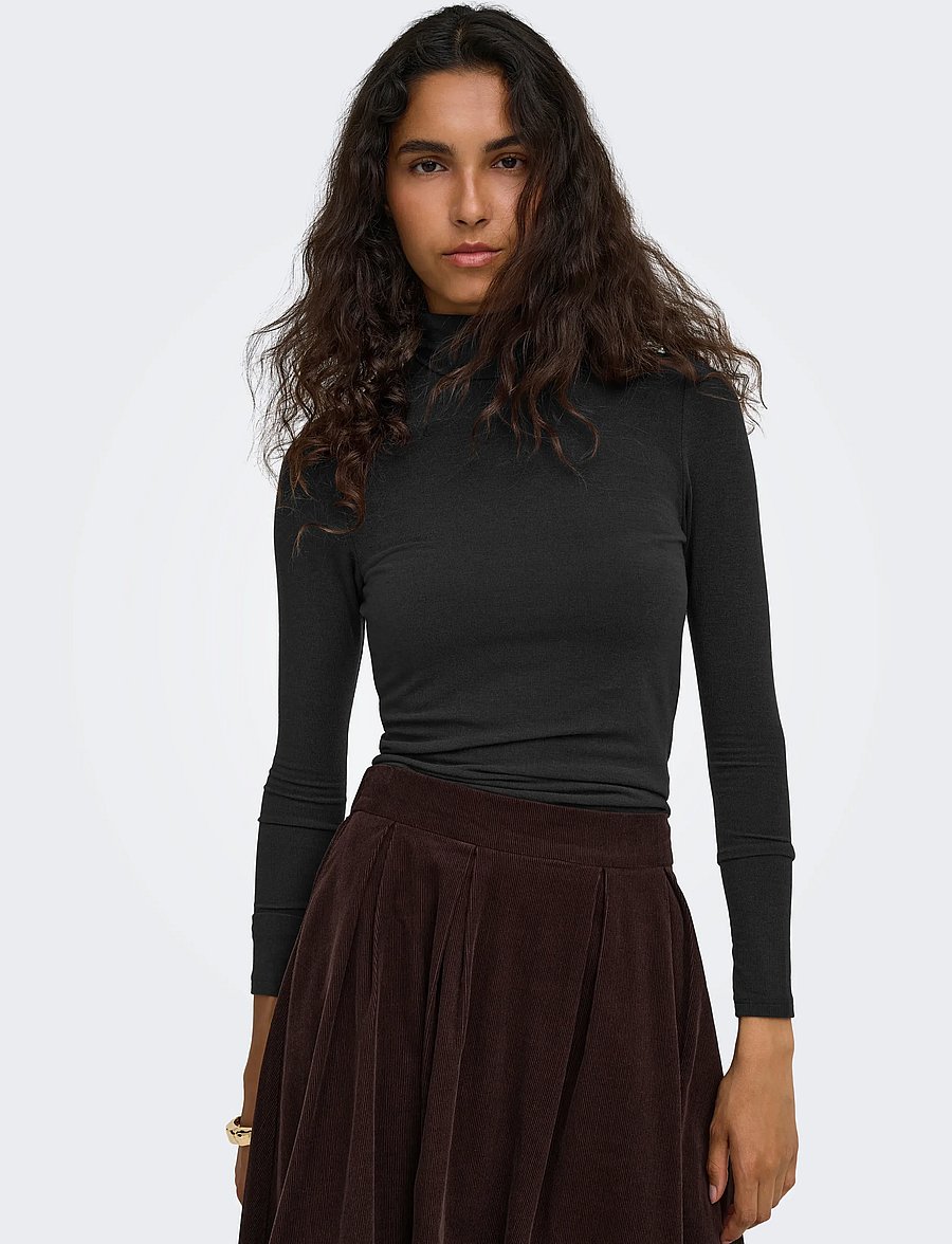 ONLY - ONLGLAMOUR L/S ROLL-NECK TOP JRS NOOS - black - 5