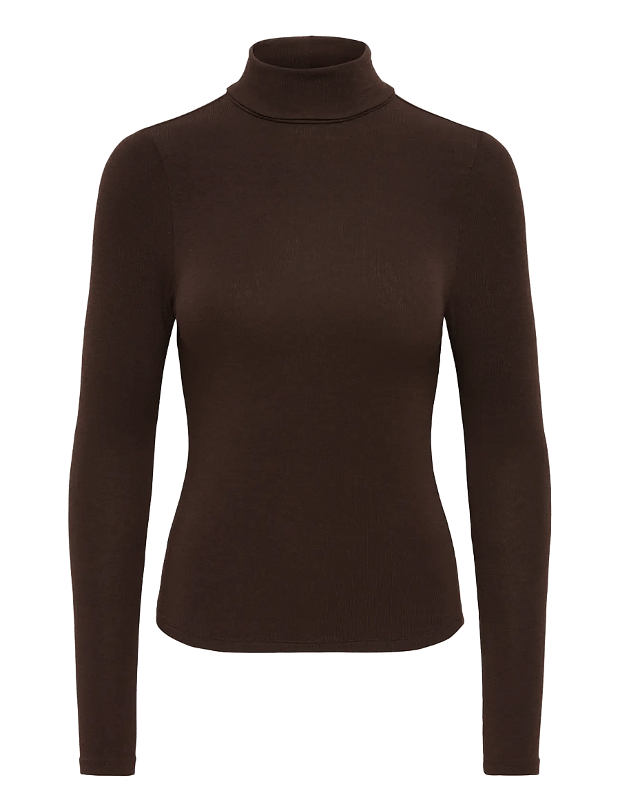 ONLY - ONLGLAMOUR L/S ROLL-NECK TOP JRS NOOS - black coffee - 1