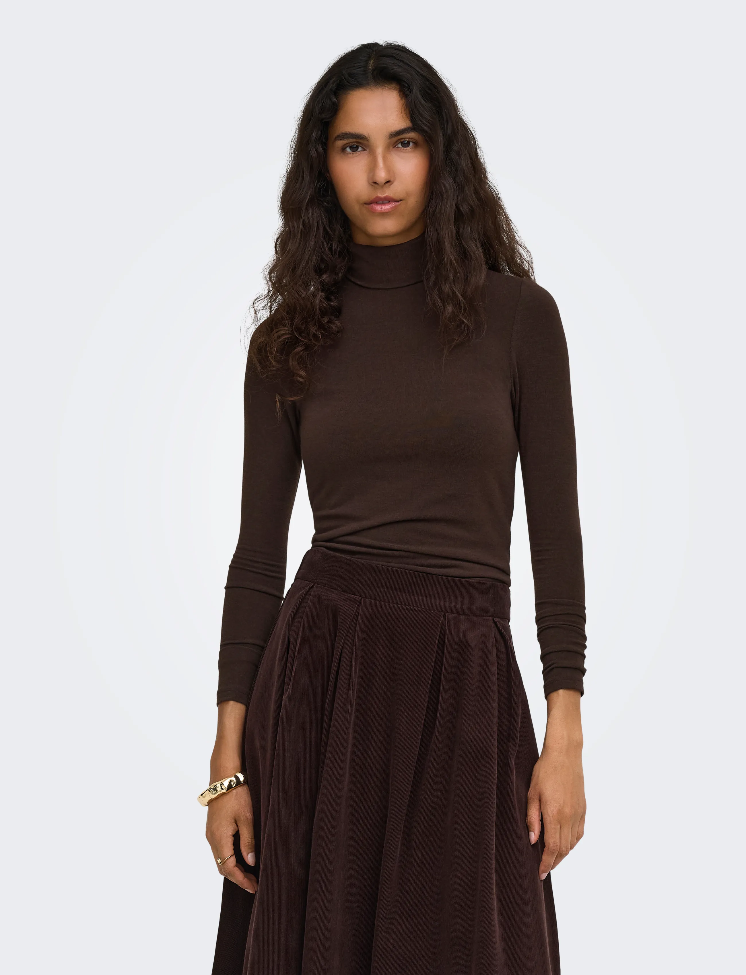 ONLY - ONLGLAMOUR L/S ROLL-NECK TOP JRS NOOS - black coffee - 0