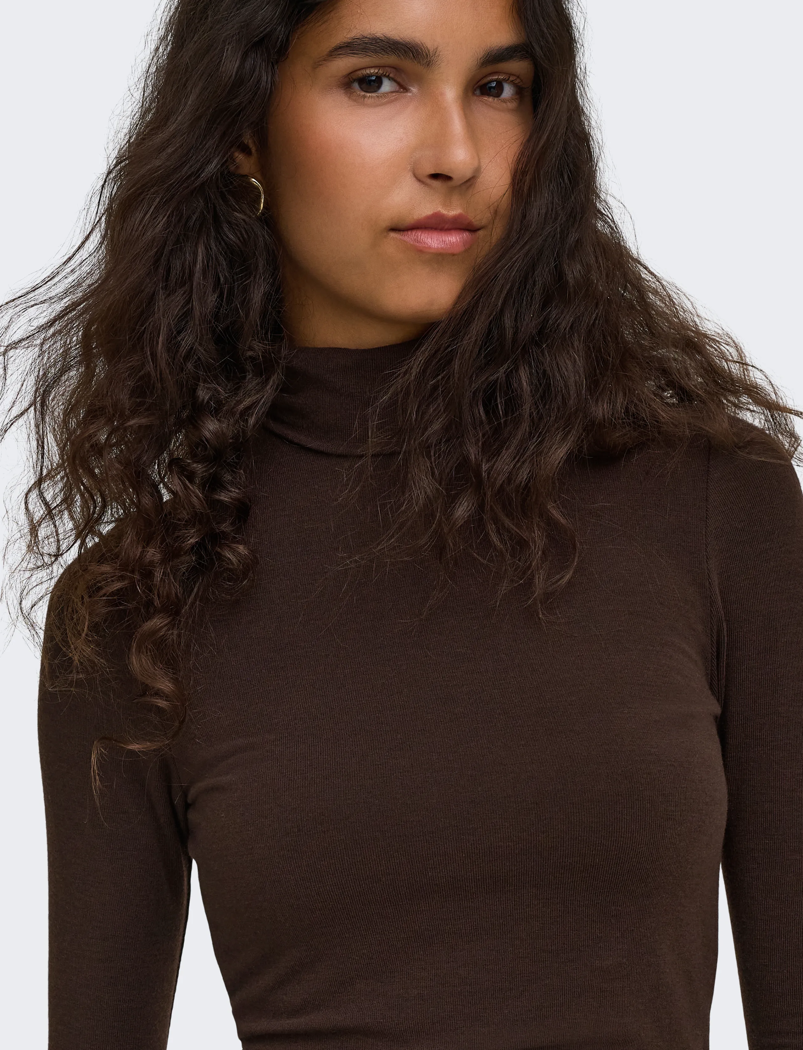 ONLY - ONLGLAMOUR L/S ROLL-NECK TOP JRS NOOS - black coffee - 5