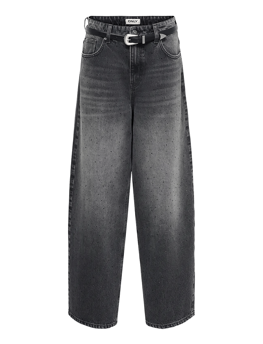 ONLY - ONLAMBER RHS LW OVS BAG BELT RED DNM DOT - laia säärega teksad - black - 0