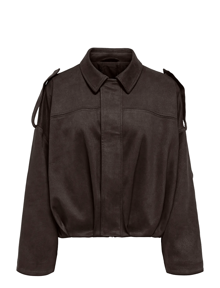 ONLY - ONLMOON-STINA FAUX SUEDE BOMBER PNT NOOS - frühlingsjacken - chocolate torte - 1