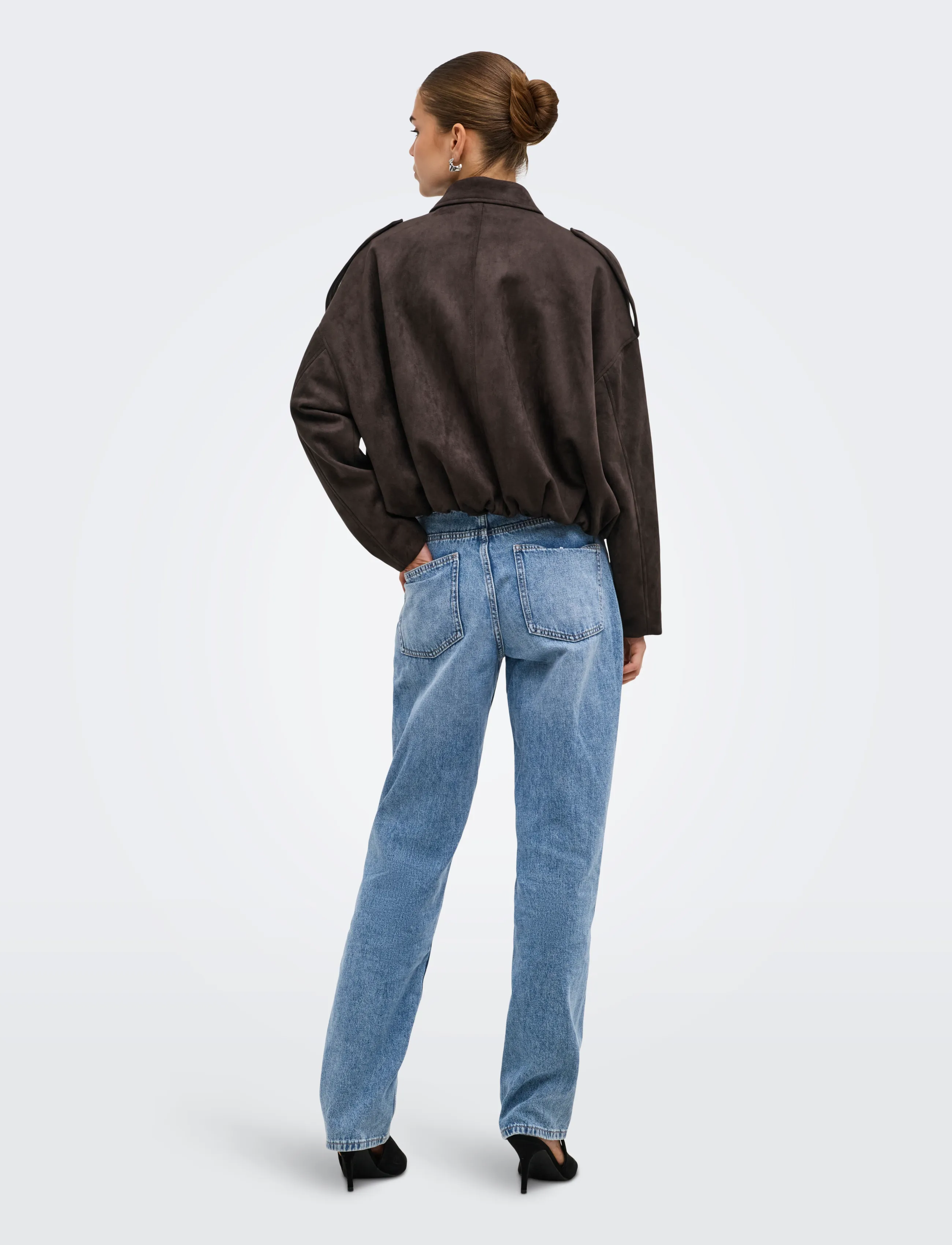 ONLY - ONLMOON-STINA FAUX SUEDE BOMBER PNT NOOS - frühlingsjacken - chocolate torte - 3