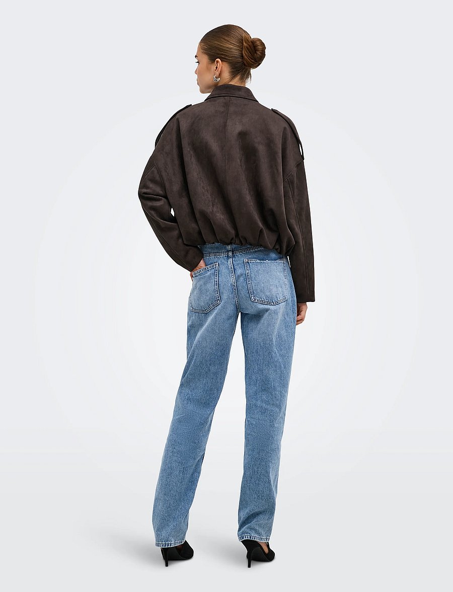 ONLY - ONLMOON-STINA FAUX SUEDE BOMBER PNT NOOS - frühlingsjacken - chocolate torte - 3