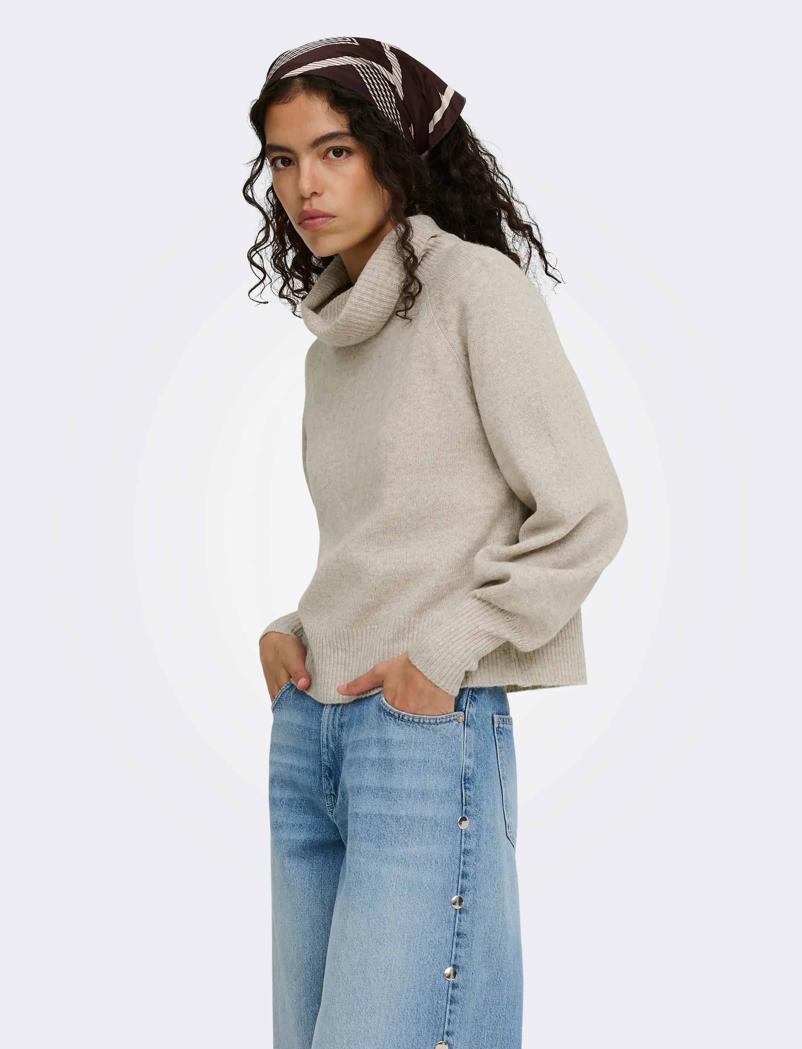 ONLY ONLOLIVIA LS ROLL NECK CC KNT - ONLY - HUMUS / beige