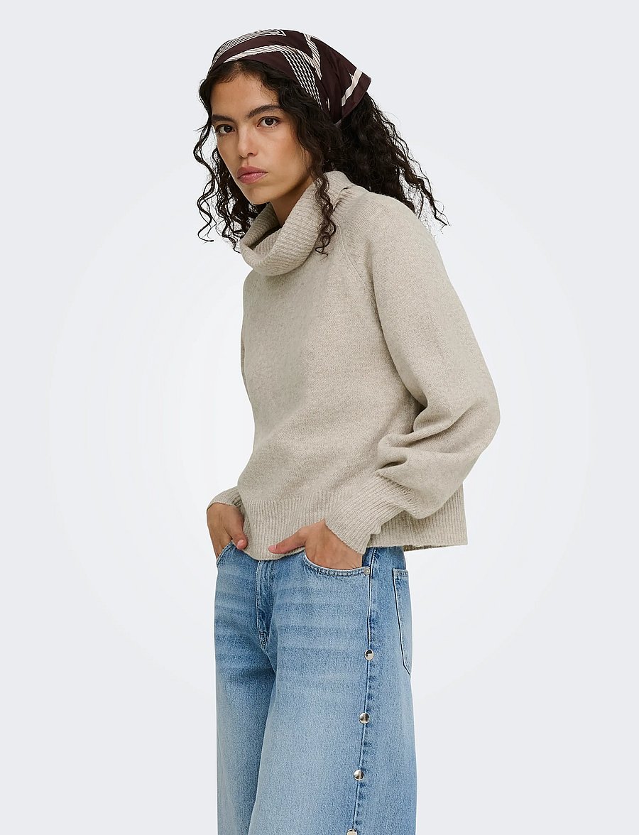 ONLY - ONLOLIVIA LS ROLL NECK CC KNT - stickade tröjor - humus - 0