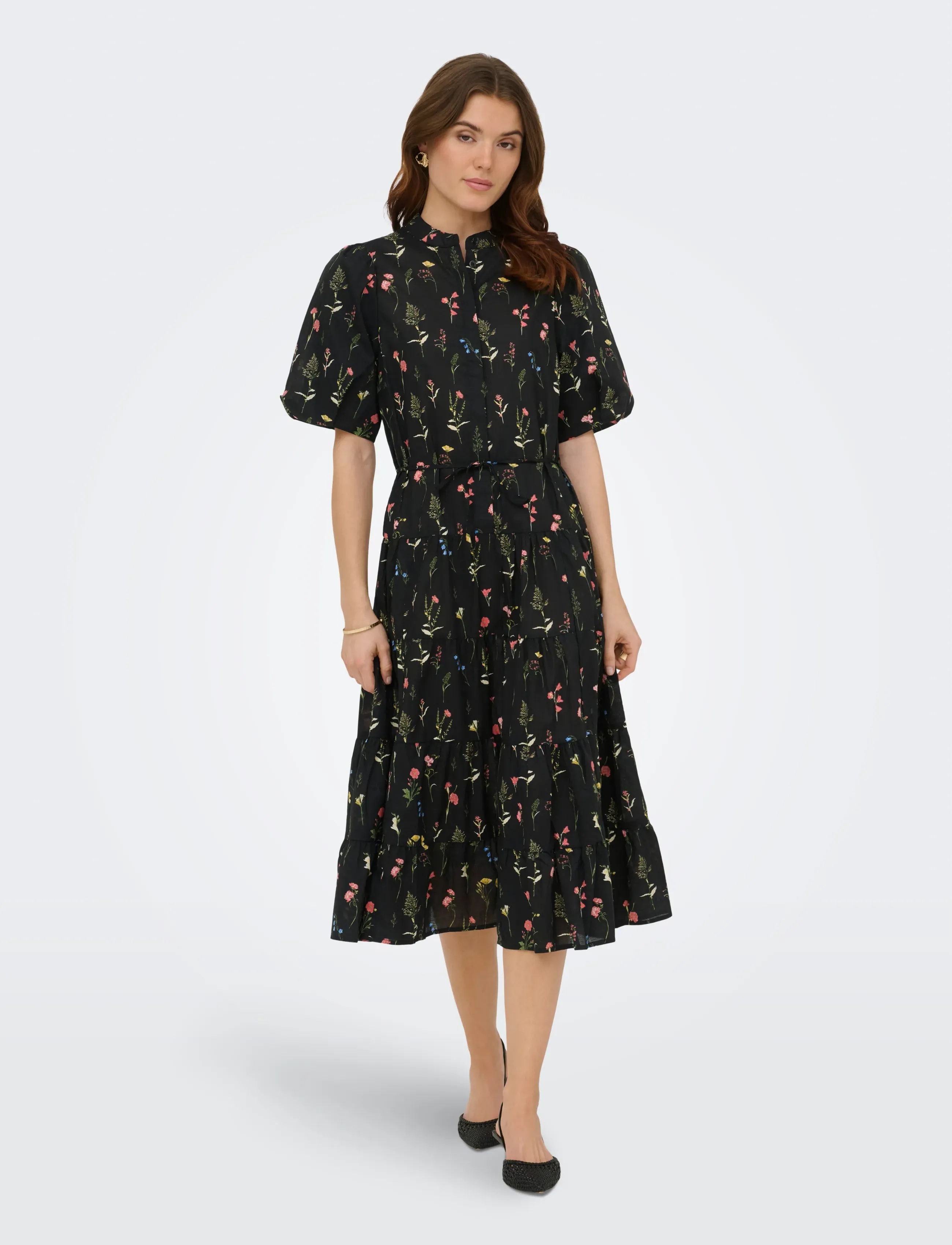 ONLY ONLELMA S/S LONG BELT DRESS WVN EX - Kampagne - BLACK / black