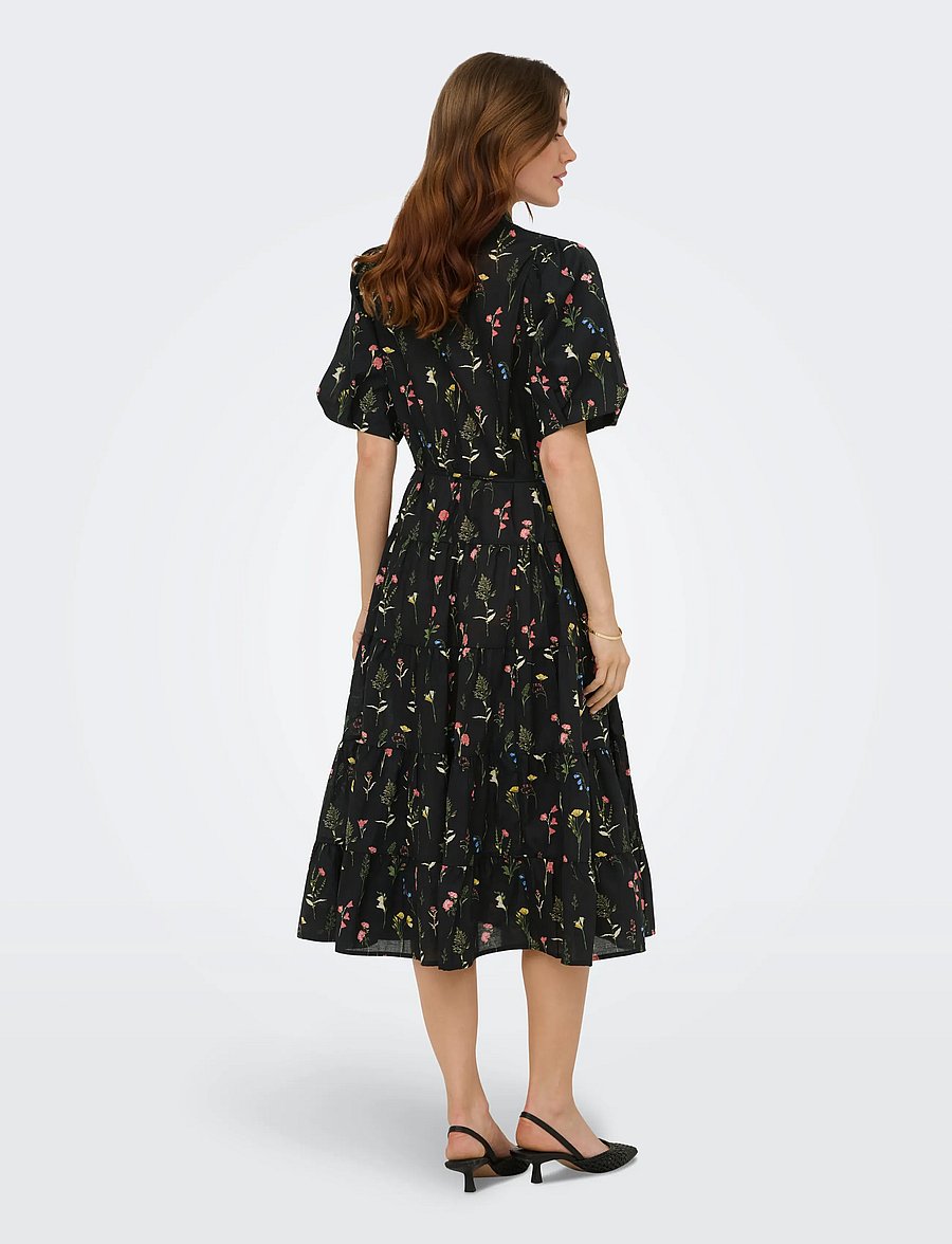 ONLY - ONLELMA S/S LONG BELT DRESS WVN EX - hemdkleider - black - 3