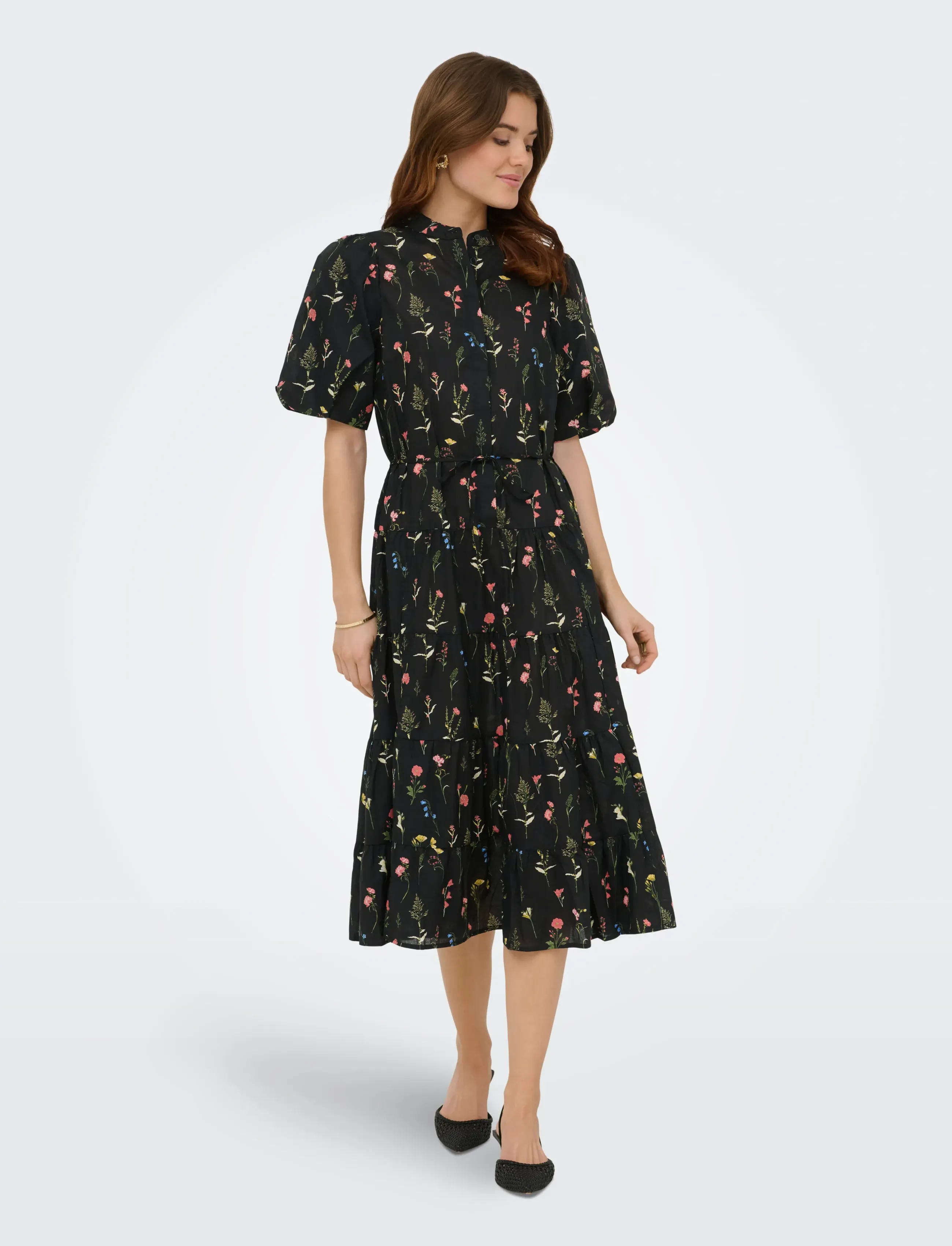 ONLY - ONLELMA S/S LONG BELT DRESS WVN EX - sukienki koszulowe - black - 4