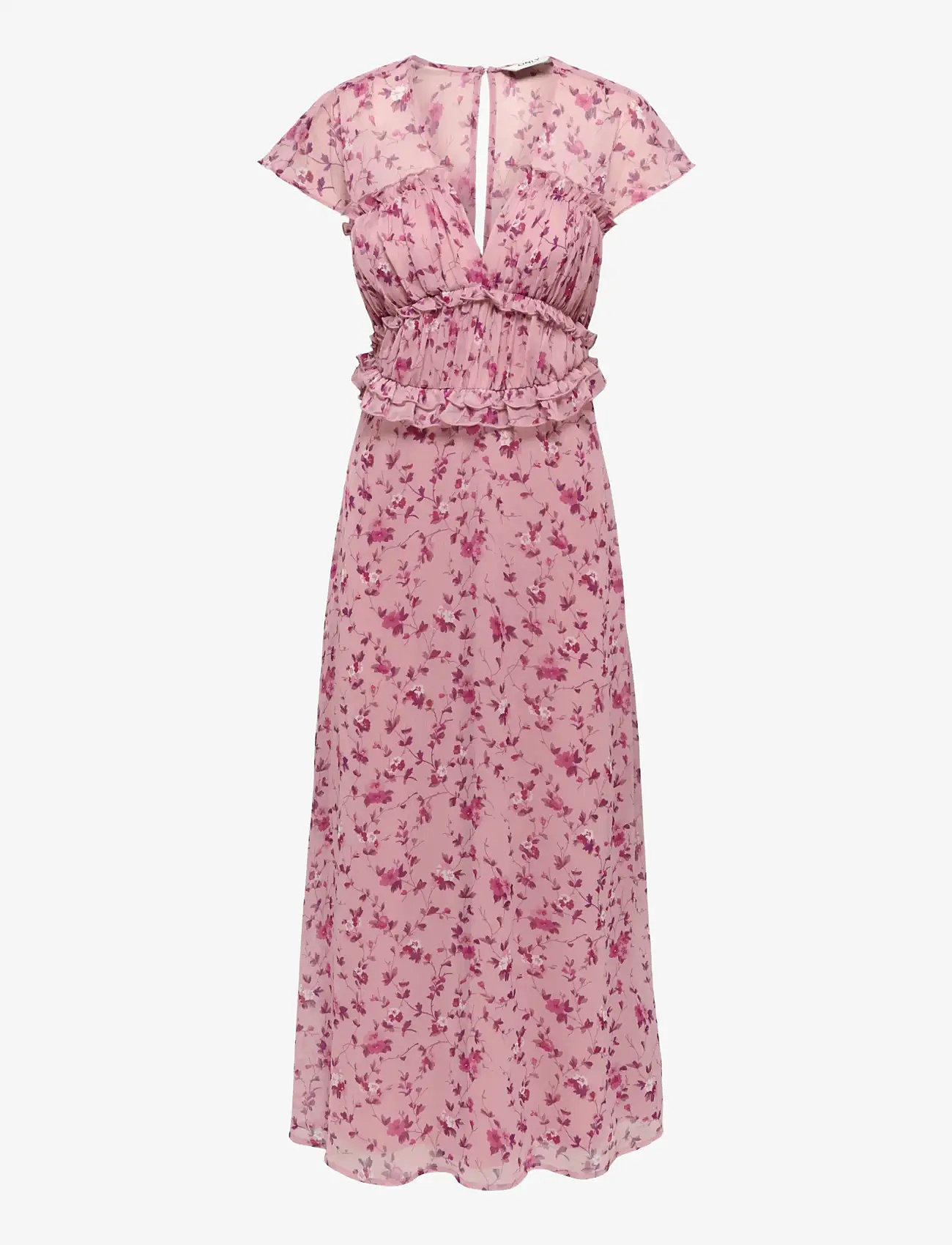 ONLY - ONLVALDA S/S LONG FRILL DRESS WVN EX - suvekleidid - elderberry - 0