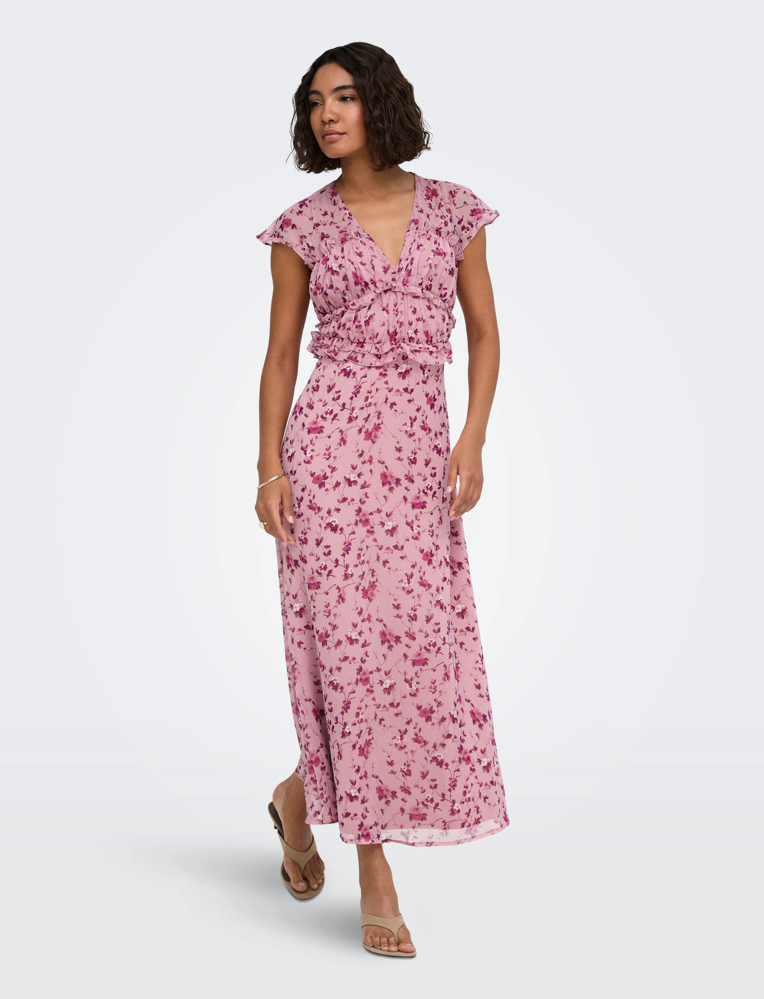 ONLY - ONLVALDA S/S LONG FRILL DRESS WVN EX - summer dresses - elderberry - 4