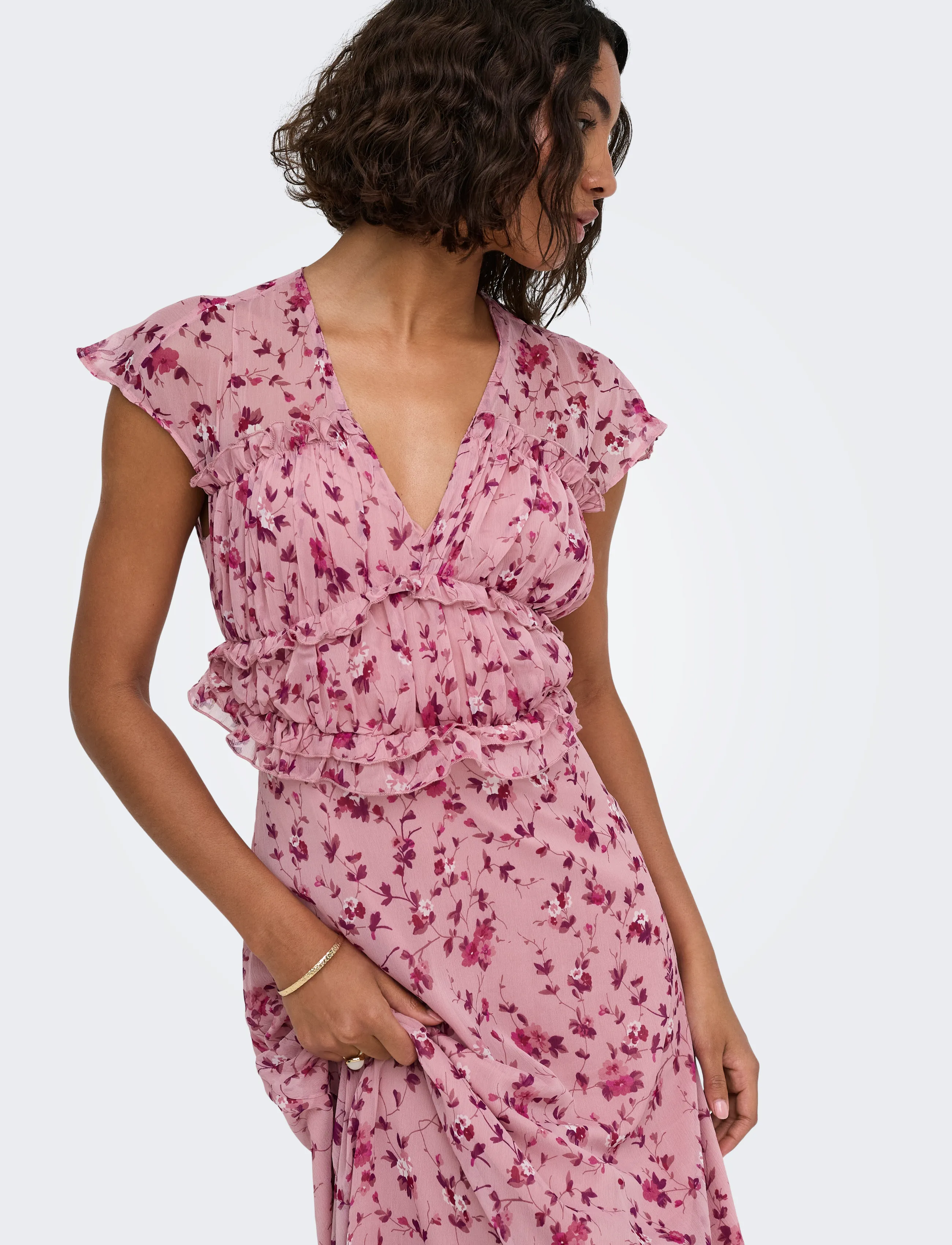 ONLY - ONLVALDA S/S LONG FRILL DRESS WVN EX - summer dresses - elderberry - 5