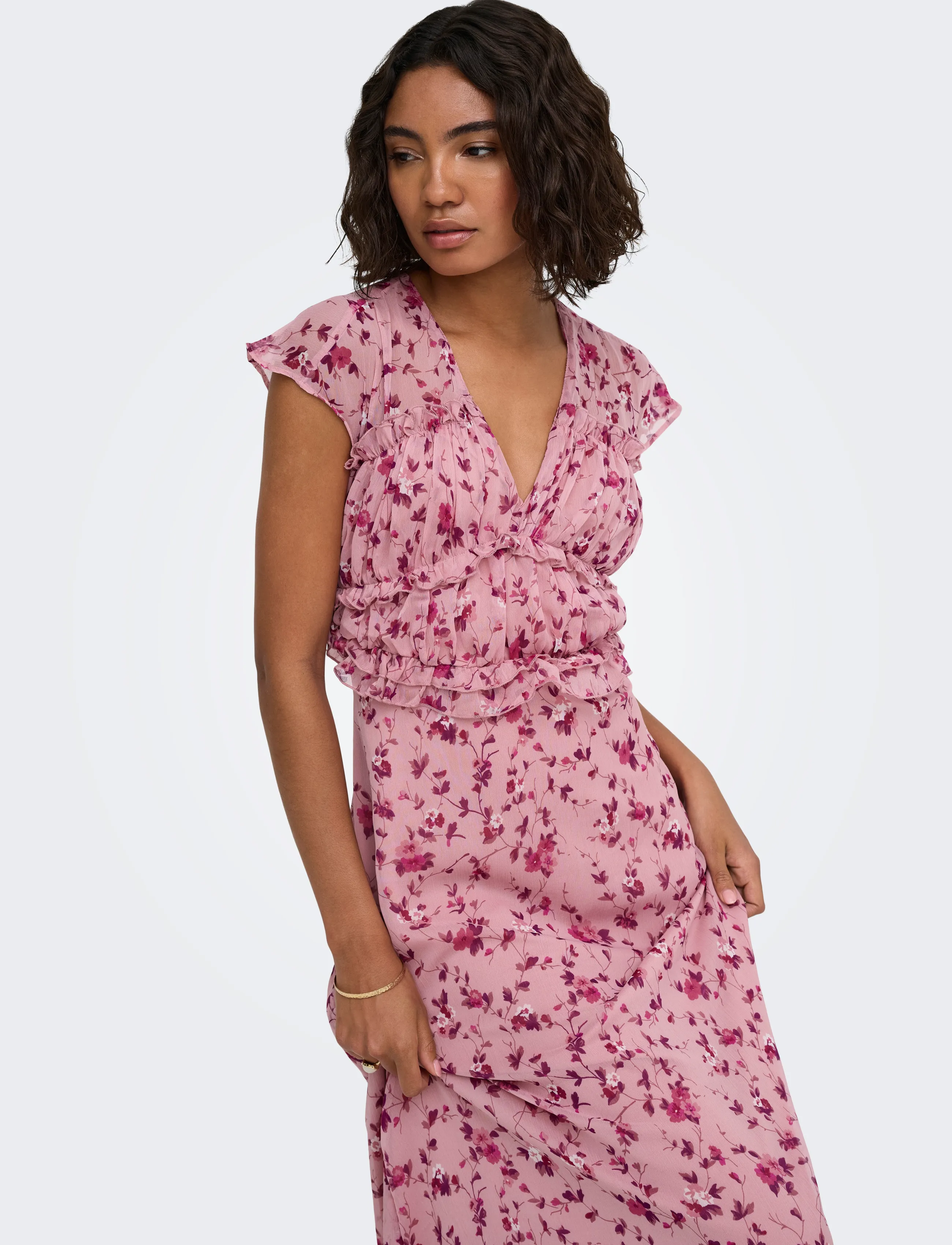 ONLY Onlvalda S/S Long Frill Dress Wvn Ex maxiklänningar dam – bild 7