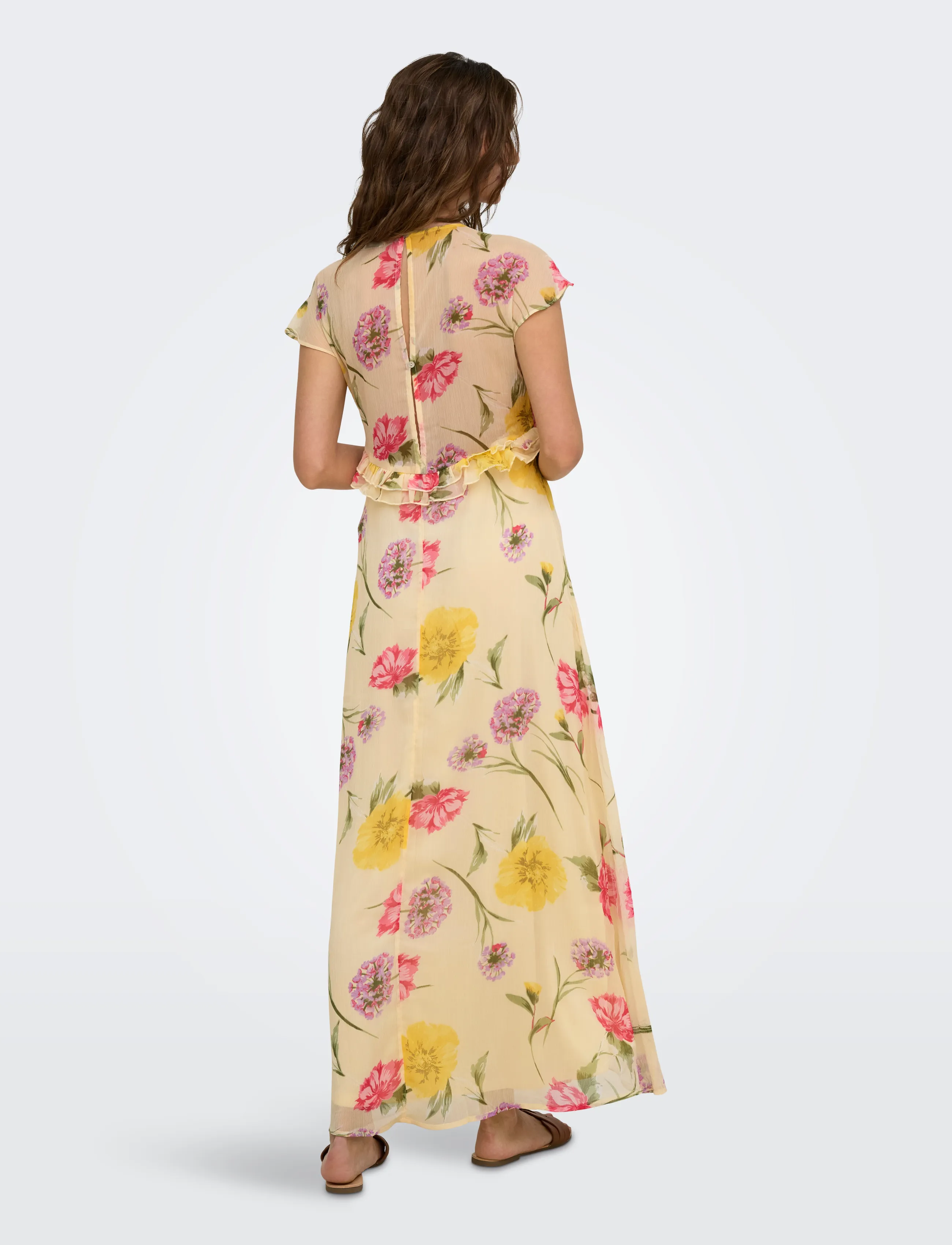 ONLY - ONLVALDA S/S LONG FRILL DRESS WVN EX - sommerkleider - sandshell - 3