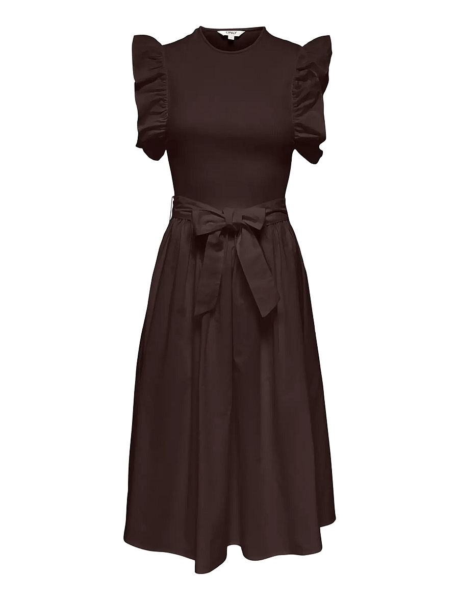 ONLY - ONLAVALORA S/L LONG BELT DRESS WVN EX - konfirmation - black coffee - 1