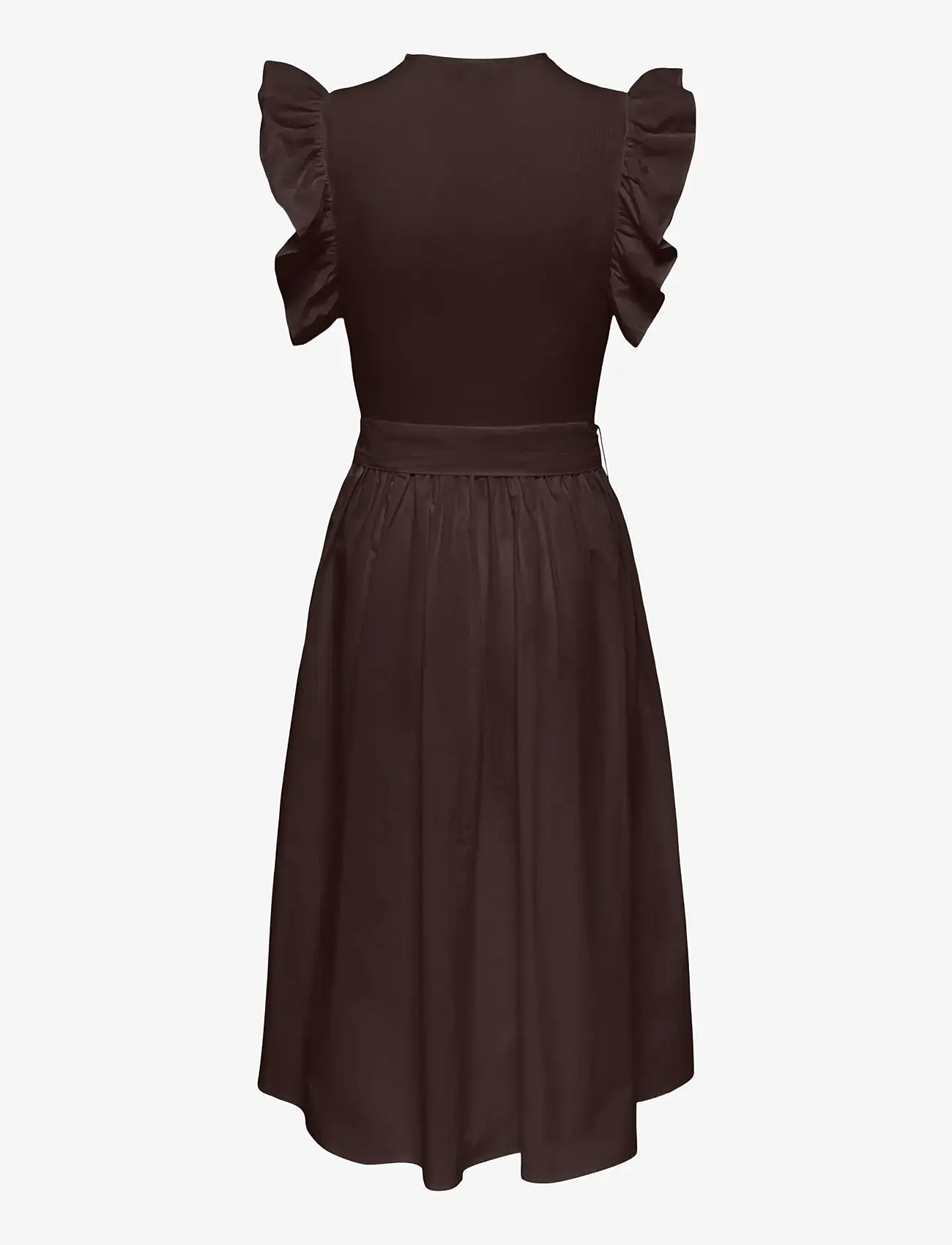 ONLY - ONLAVALORA S/L LONG BELT DRESS WVN EX - midikleider - black coffee - 1