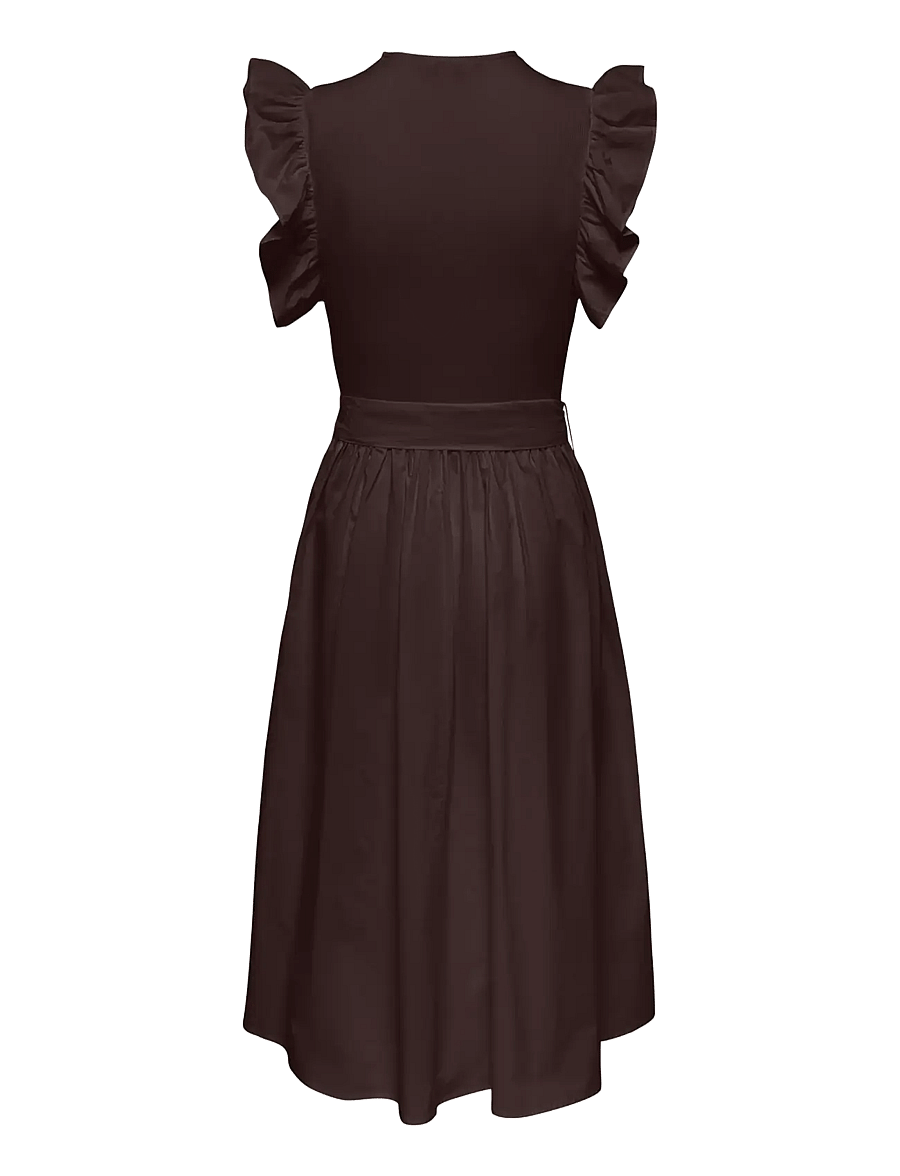 ONLY - ONLAVALORA S/L LONG BELT DRESS WVN EX - konfirmation - black coffee - 2