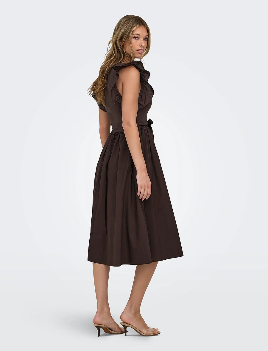 ONLY - ONLAVALORA S/L LONG BELT DRESS WVN EX - konfirmation - black coffee - 3