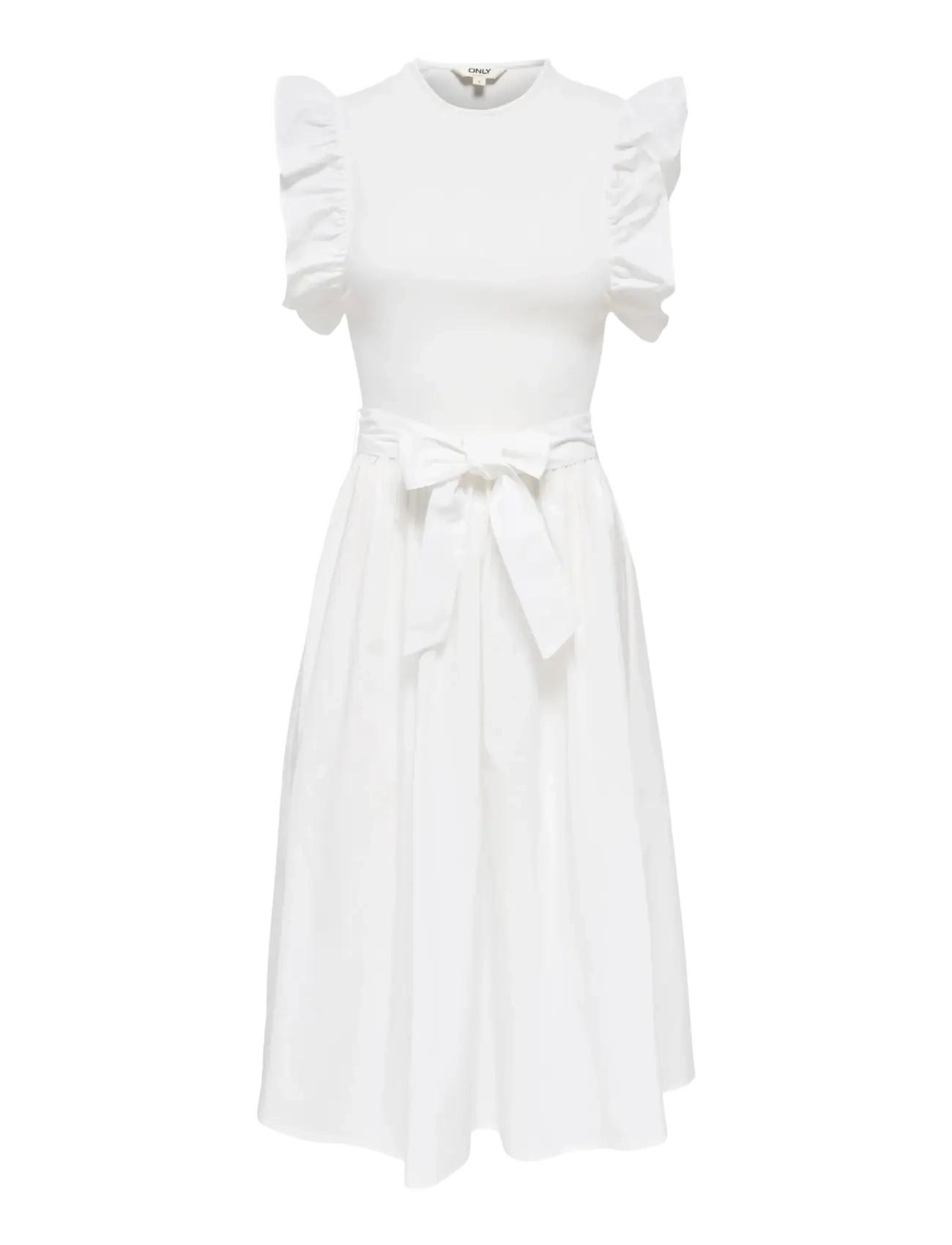 ONLY ONLAVALORA S/L LONG BELT DRESS WVN EX - Midikleider - CLOUD DANCER / white