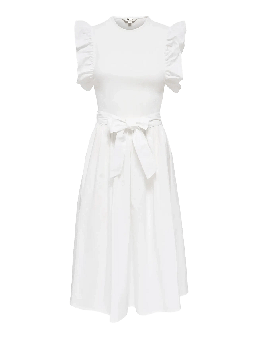 ONLY - ONLAVALORA S/L LONG BELT DRESS WVN EX - confirmation - cloud dancer - 0