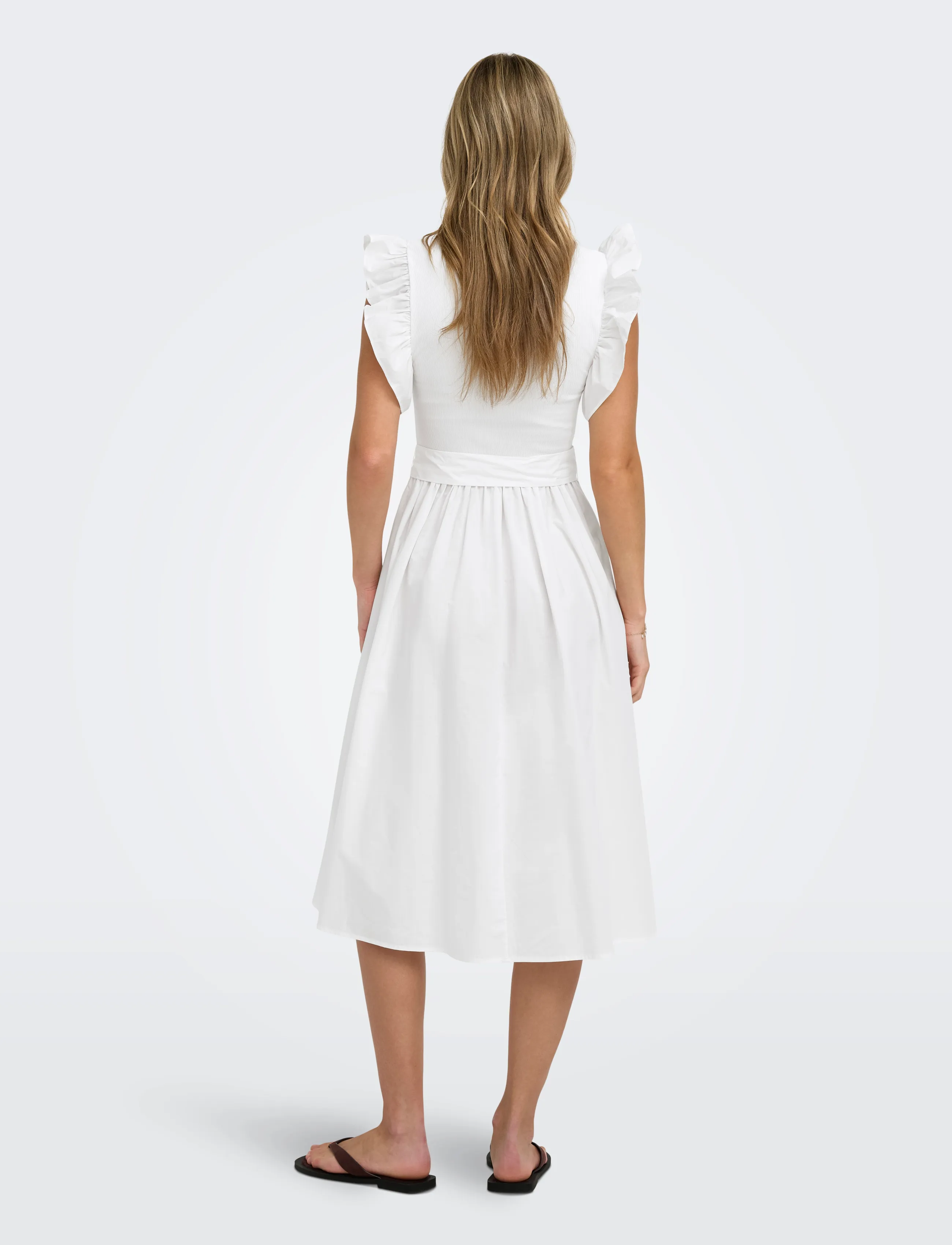 ONLY - ONLAVALORA S/L LONG BELT DRESS WVN EX - confirmation - cloud dancer - 3