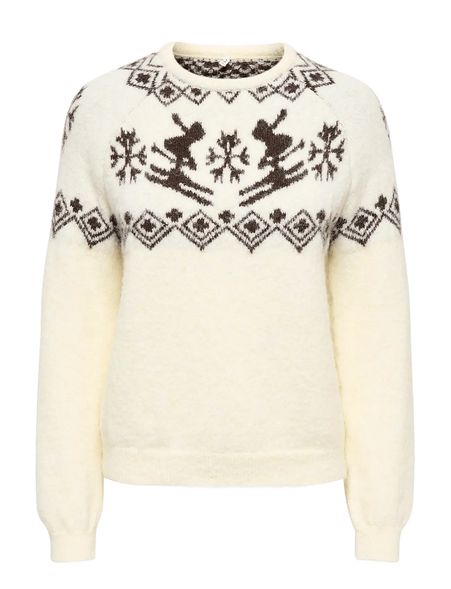 ONLY - ONLXMAS ALPA LS O-NECK KNT - striktrøjer - cloud dancer - 1