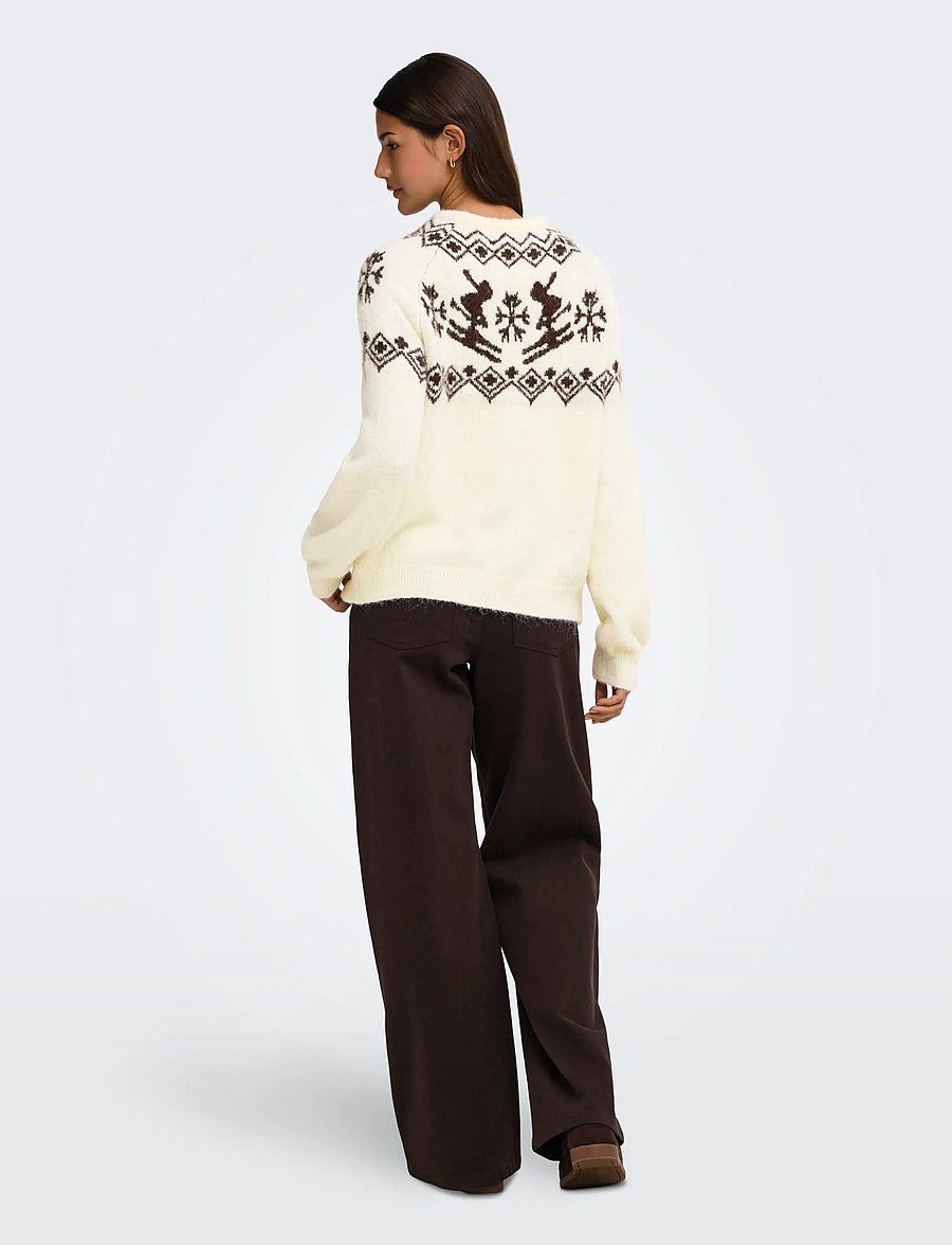 ONLY - ONLXMAS ALPA LS O-NECK KNT - striktrøjer - cloud dancer - 3