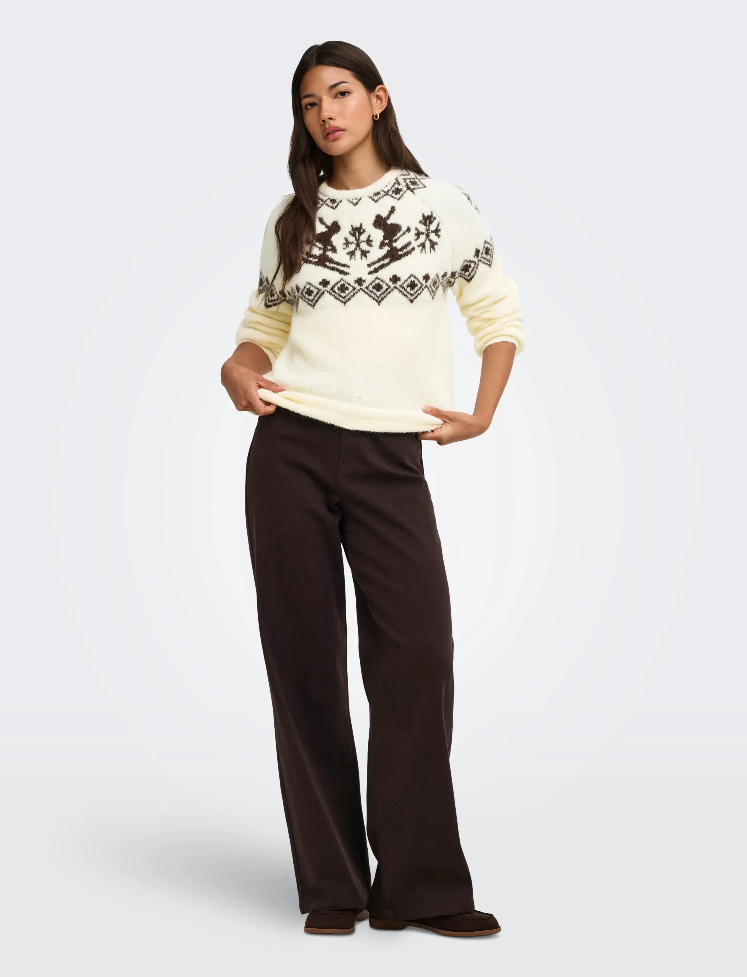 ONLY - ONLXMAS ALPA LS O-NECK KNT - striktrøjer - cloud dancer - 4