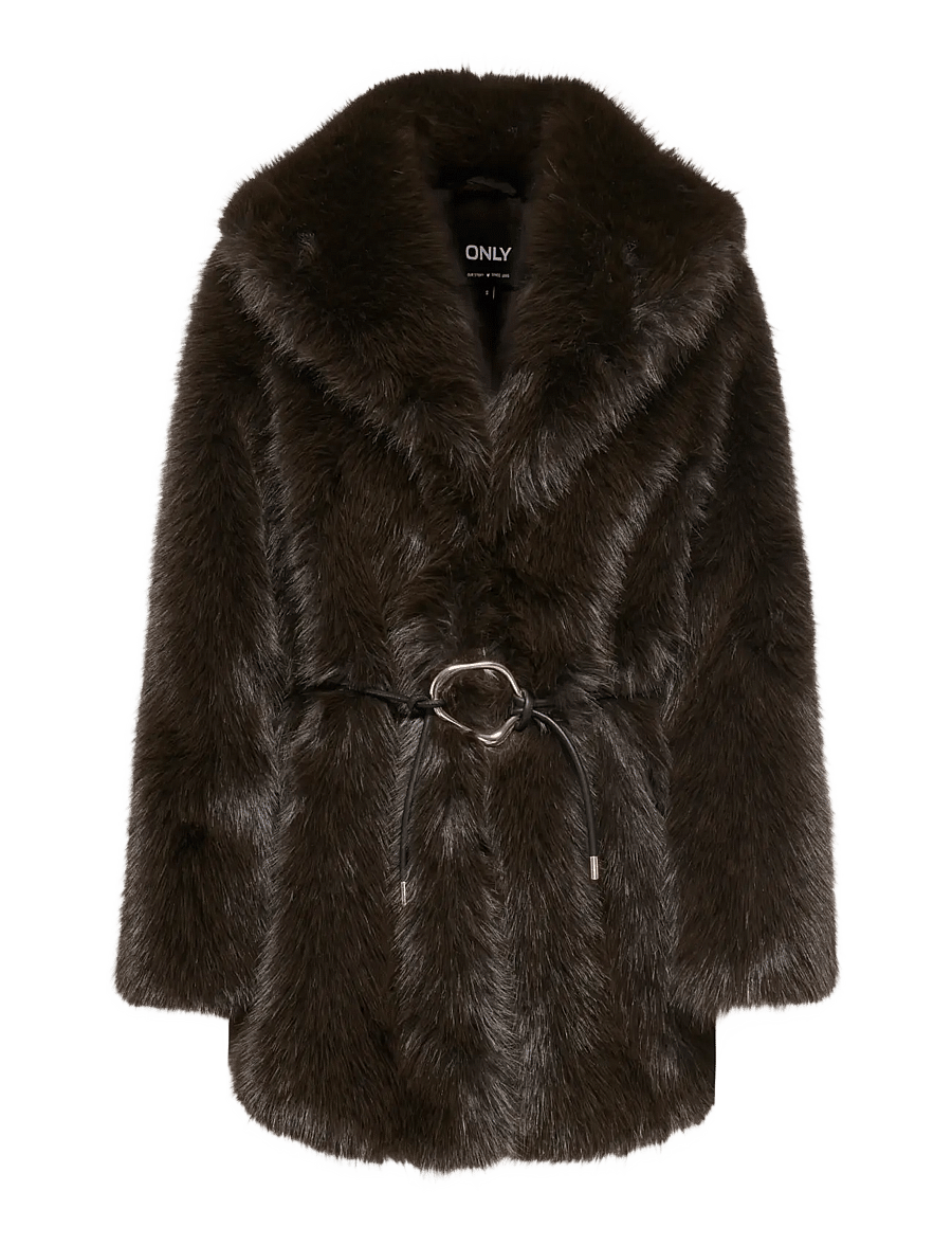 ONLY - ONLSHARON FAUX FUR BELT COAT OTW - faux fur - coffee bean - 1