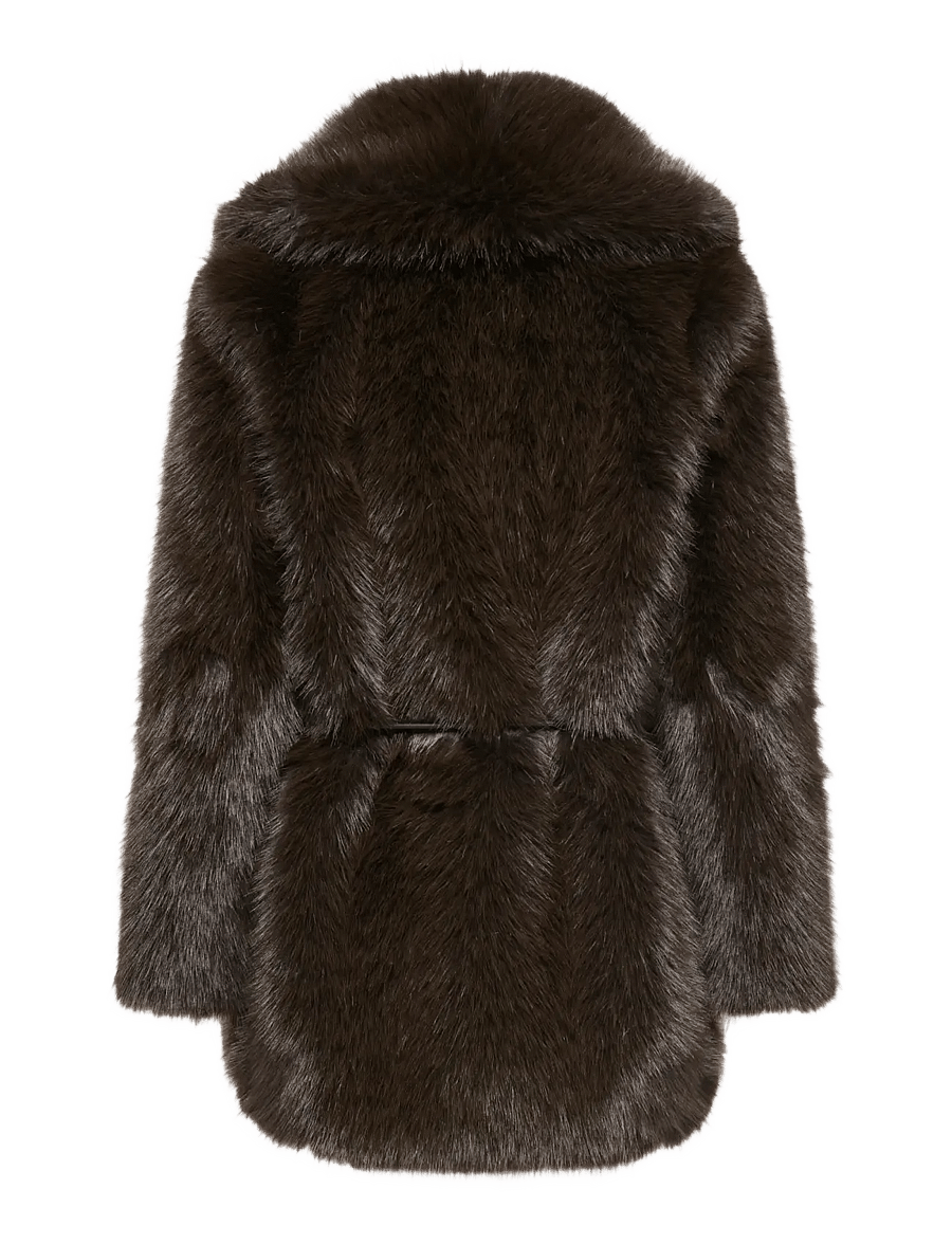 ONLY - ONLSHARON FAUX FUR BELT COAT OTW - faux fur - coffee bean - 2