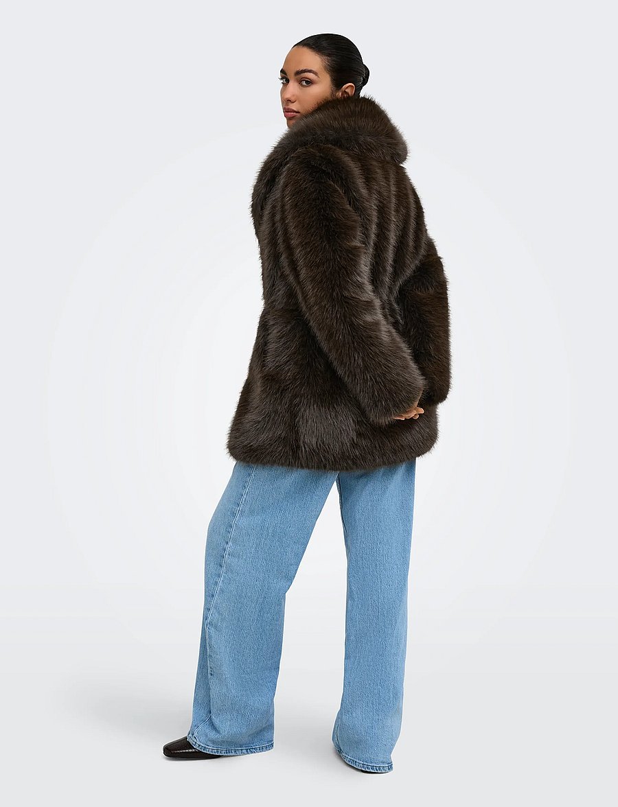 ONLY - ONLSHARON FAUX FUR BELT COAT OTW - faux fur - coffee bean - 3