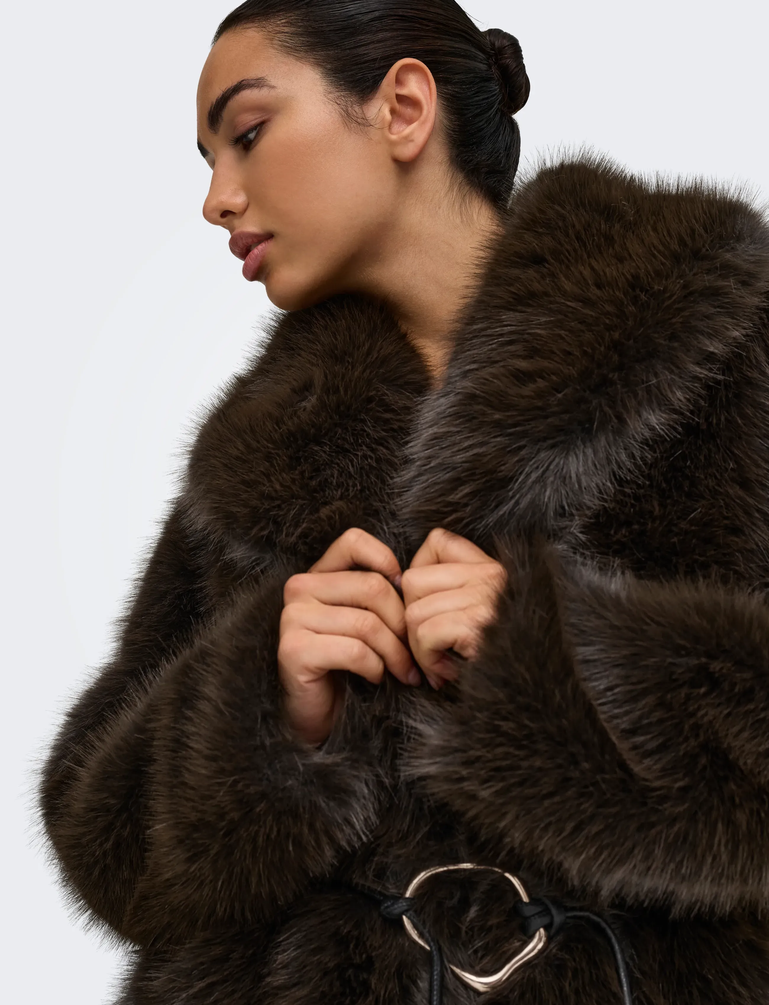 ONLY - ONLSHARON FAUX FUR BELT COAT OTW - faux fur - coffee bean - 5