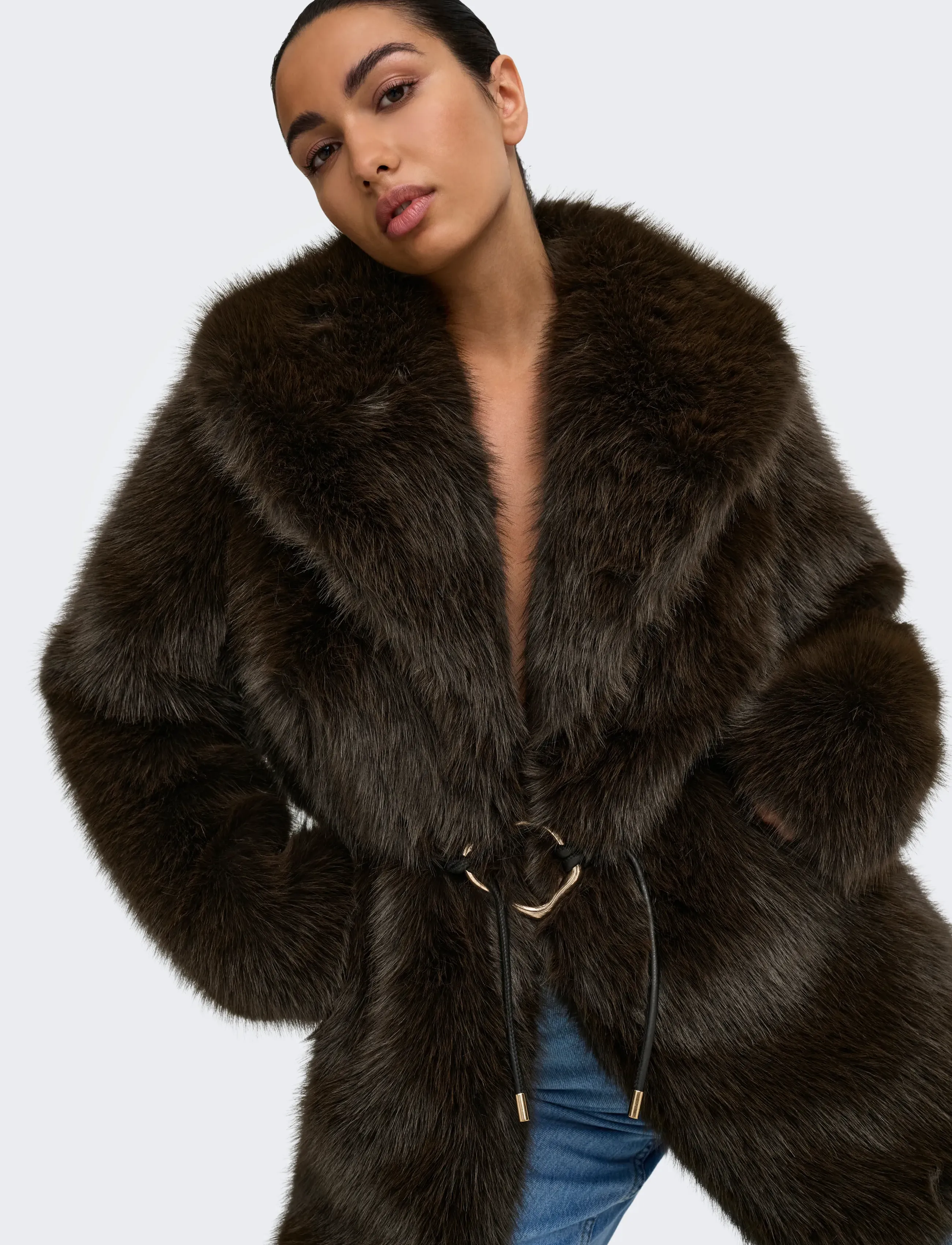 ONLY Onlsharon Faux Fur Belt Coat Otw kappor & rockar dam – bild 6