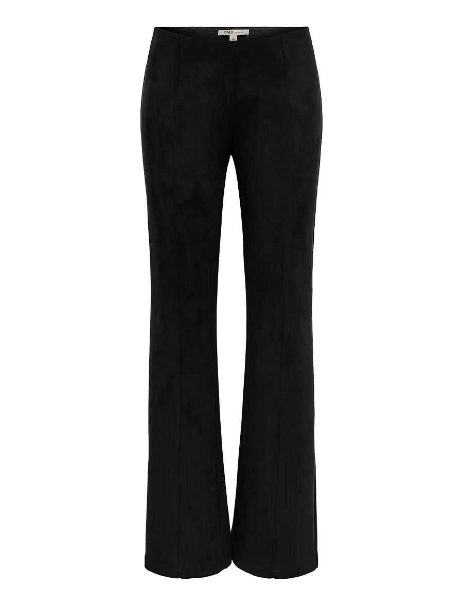 ONLY - ONLABENA MW FAUX SUEDE FLAR LEGGING PNT - utsvängda byxor - black - 0