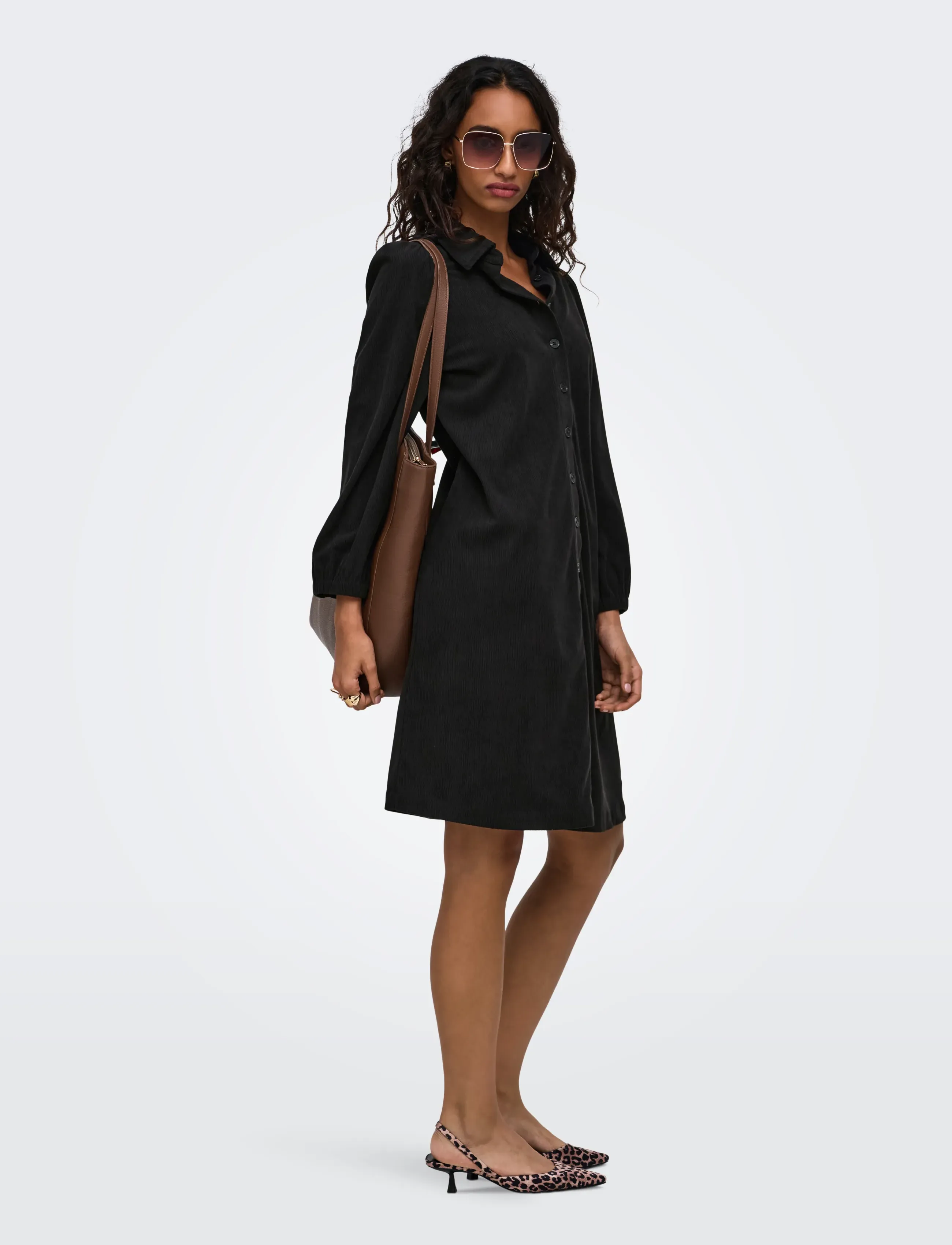 ONLY ONLLIAS L/S CORD DRESS PNT BF - Short Dresses - BLACK / black