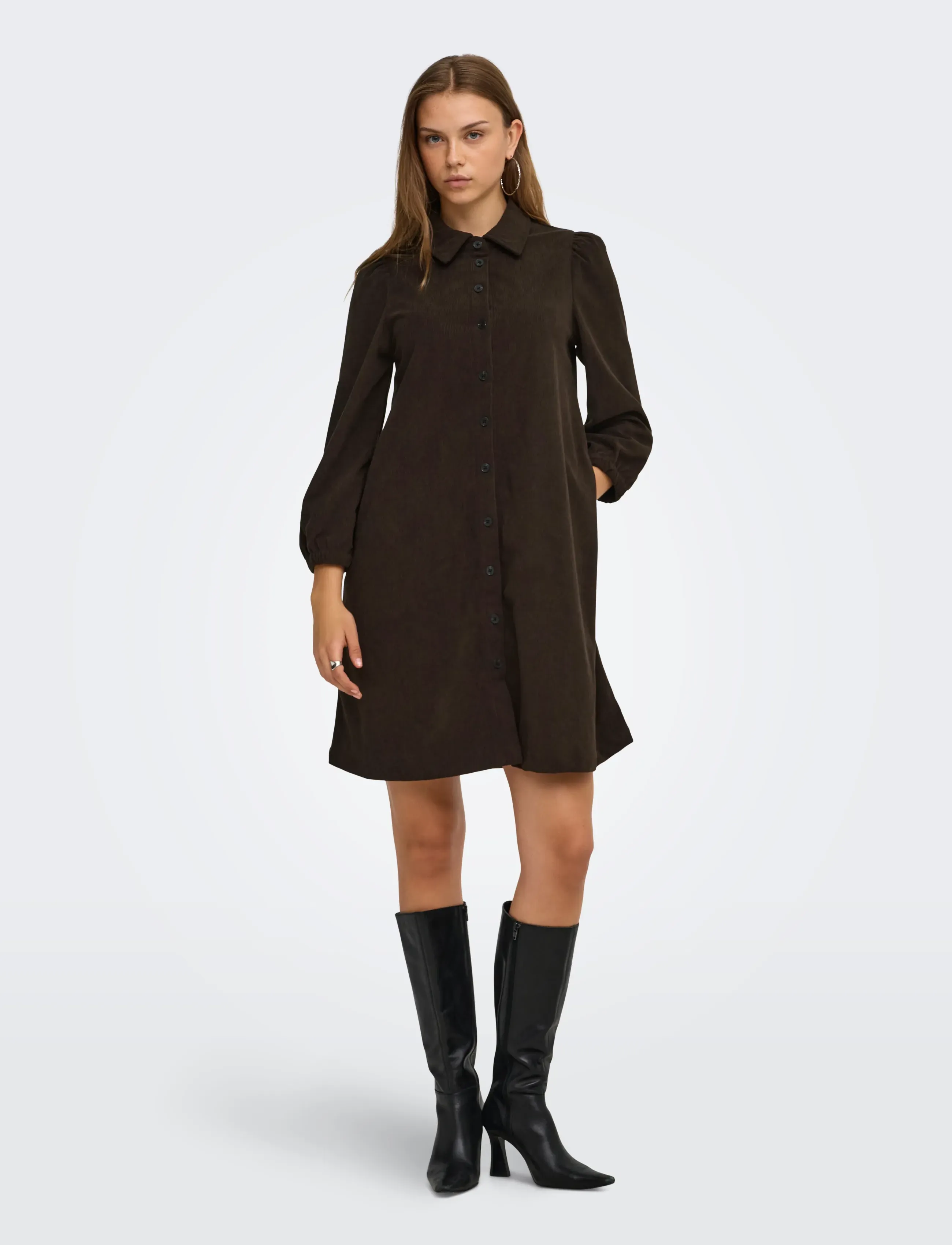 ONLY - ONLLIAS L/S CORD DRESS PNT BF - chocolate torte - 4