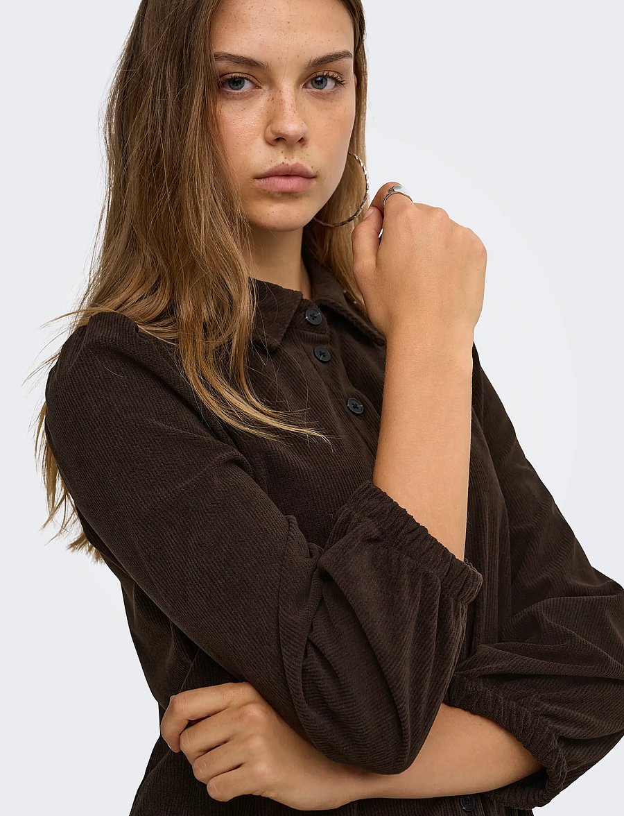 ONLY - ONLLIAS L/S CORD DRESS PNT BF - chocolate torte - 5
