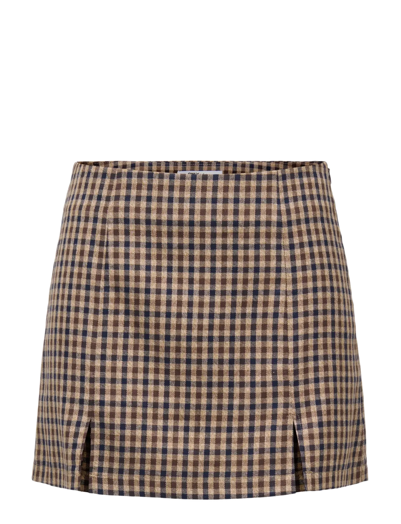 ONLY ONLVIOLETTA HW CHECK SLIT SKIRT TLR - Skirts - TOBACCO BROWN / brown