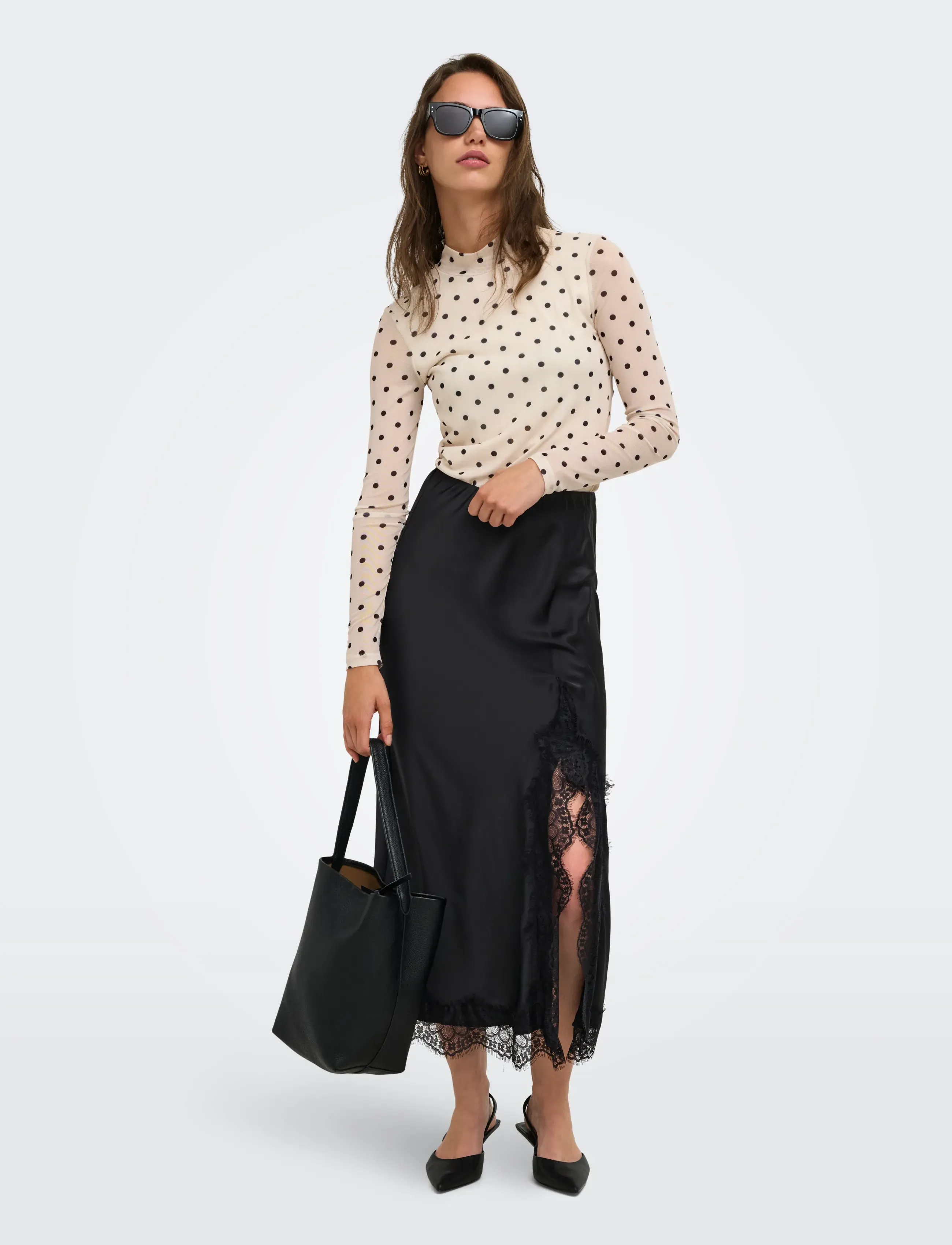 ONLY - ONLMENUS LONG LACE SKIRT WVN - midi-röcke - black - 4